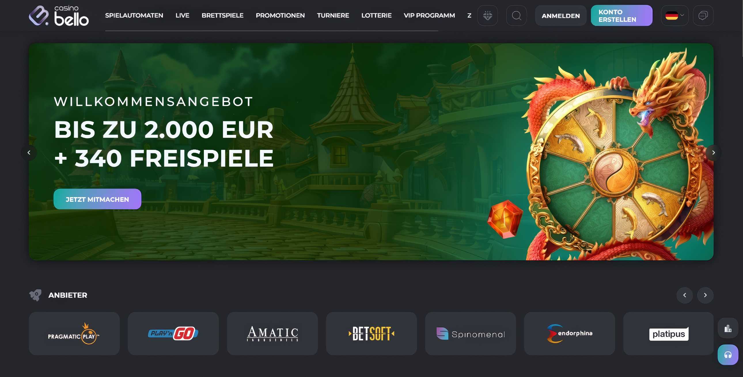 Casinobello desktop screenshot 1