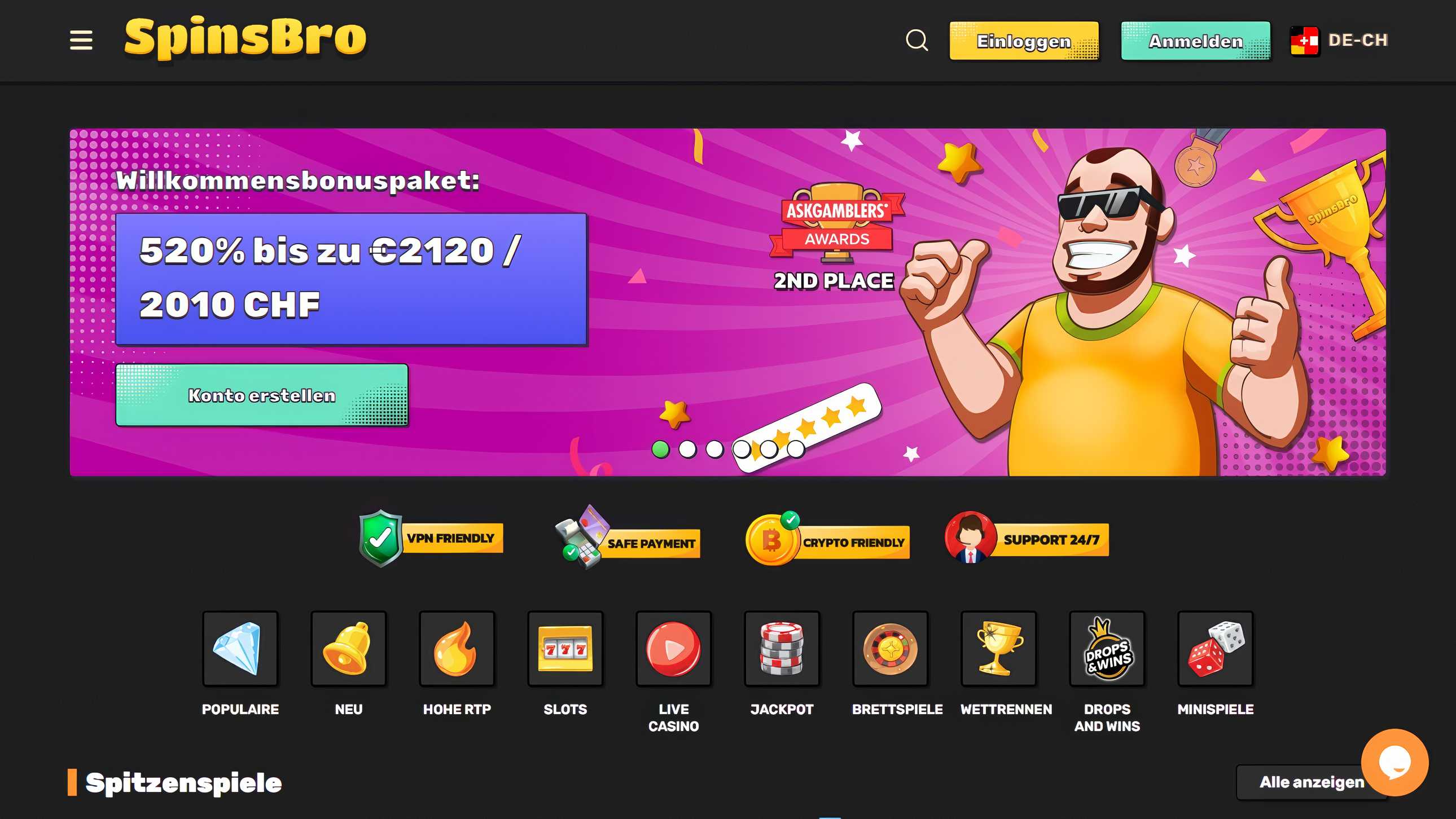 SpinsBro Casino desktop screenshot 1