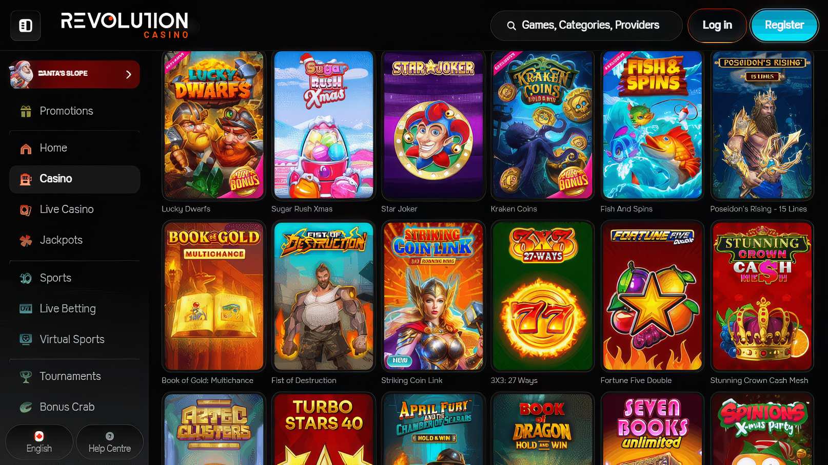 Revolution Casino Slots Desktop