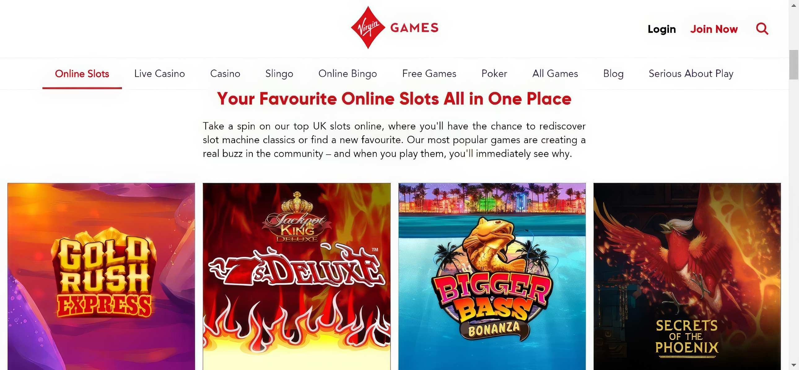 Virgin Games Slots Desktop