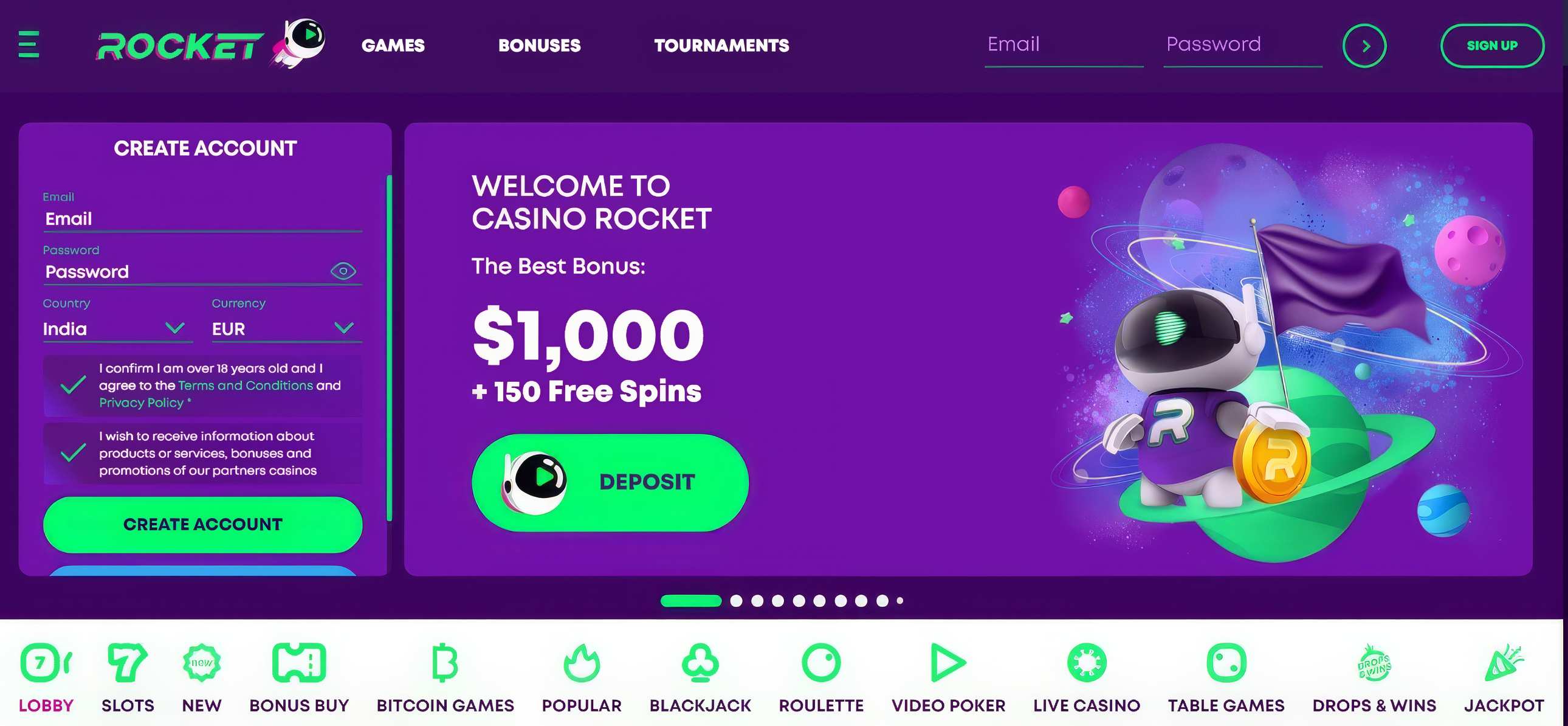 Casino Rocket Home