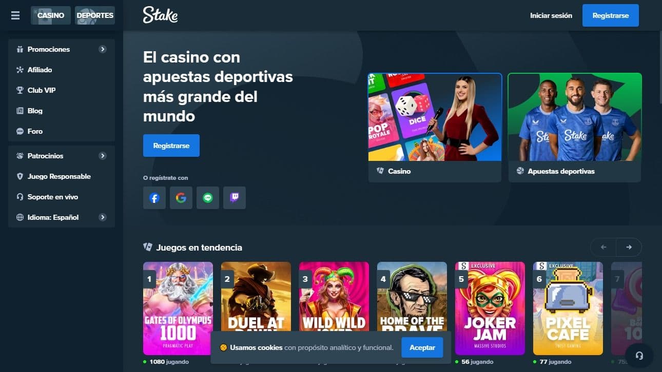 Lobby de casino de Stake.com