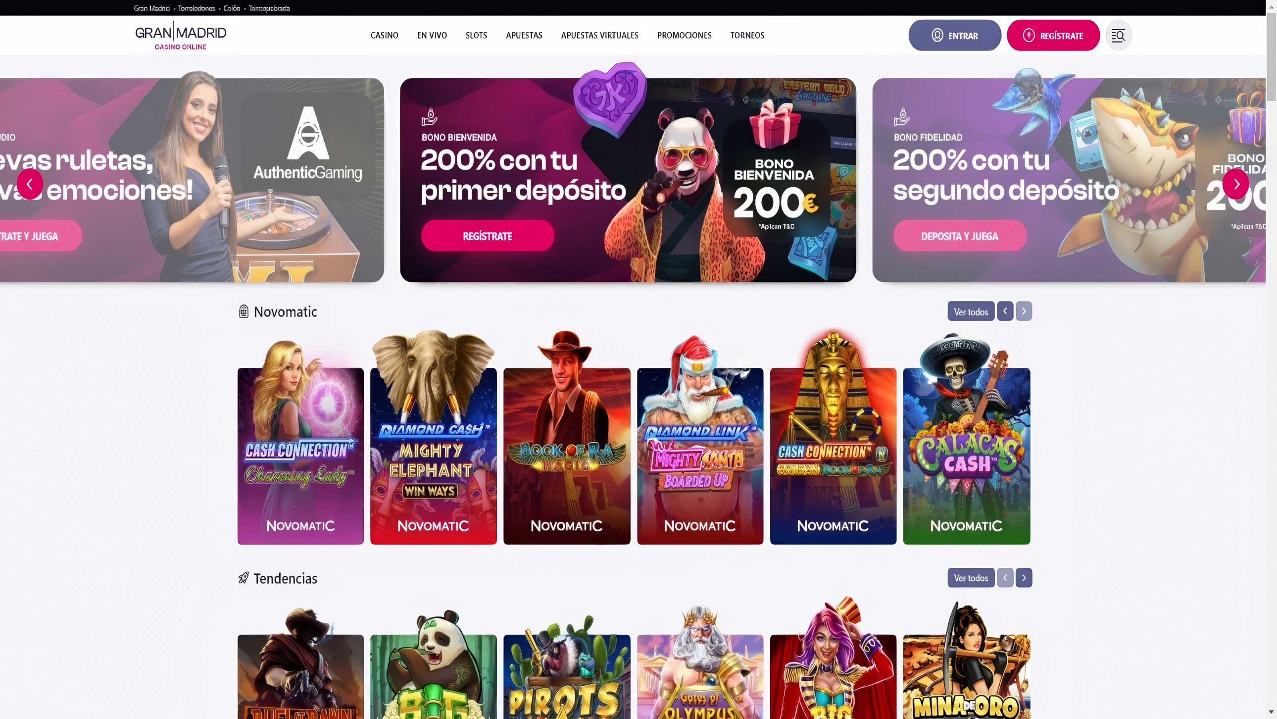 Página de inicio de Casino Gran Madrid