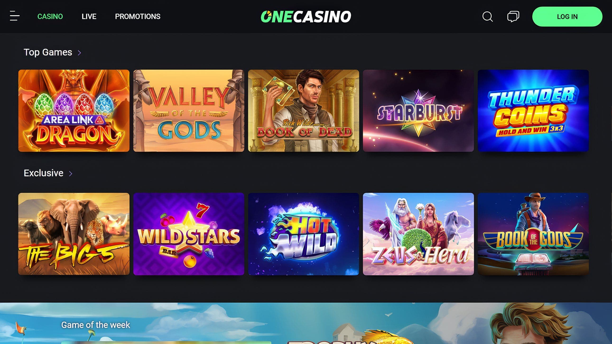 One Casino desktop screenshot 2