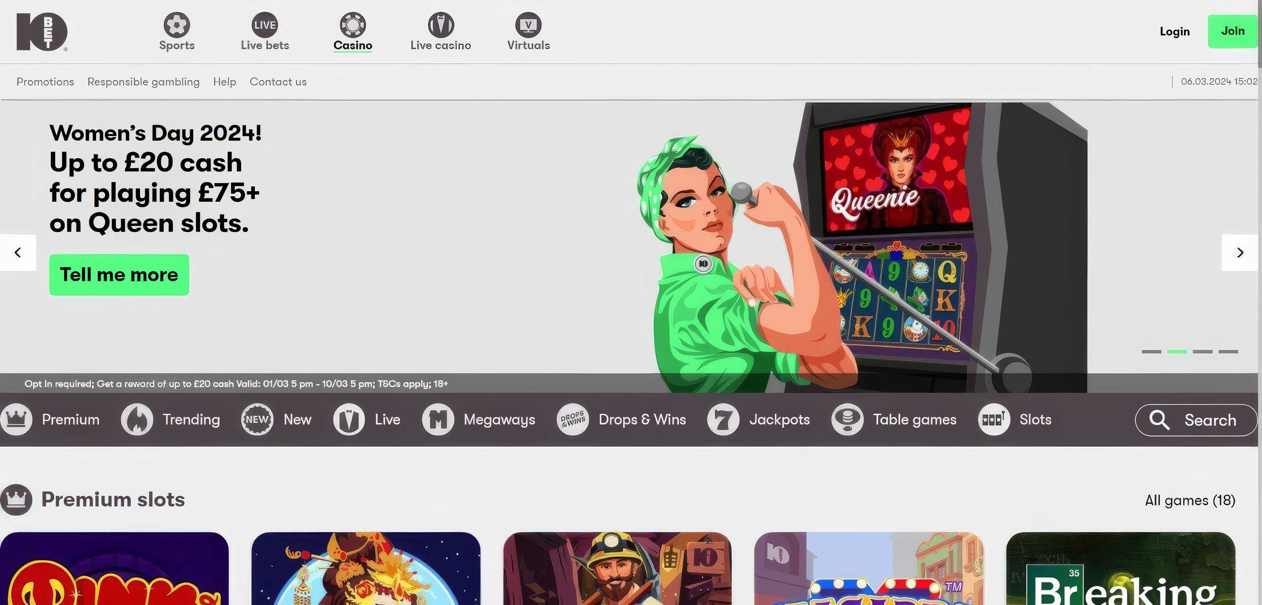 10Bet Casino Desktop