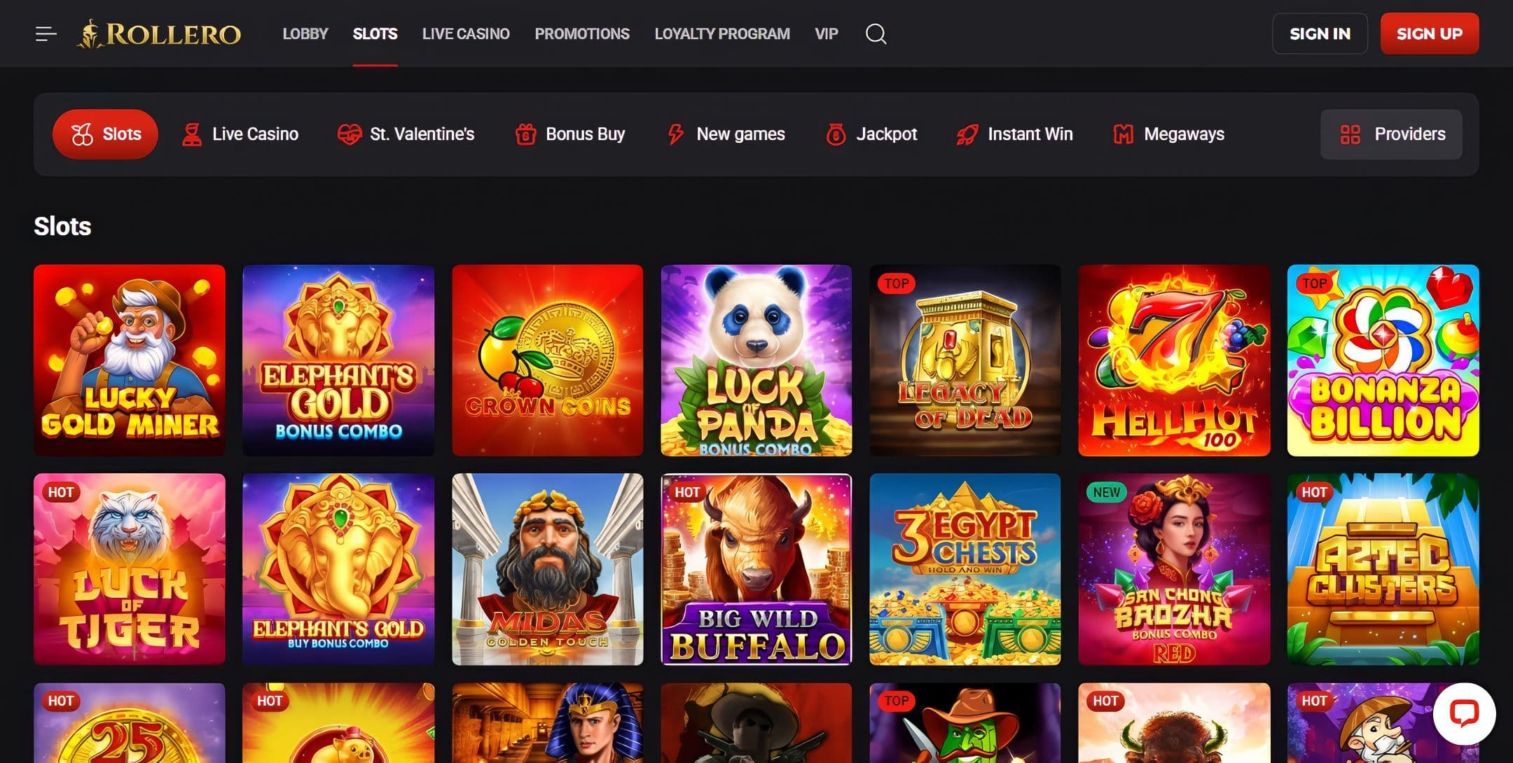 Rollero Slots Desktop