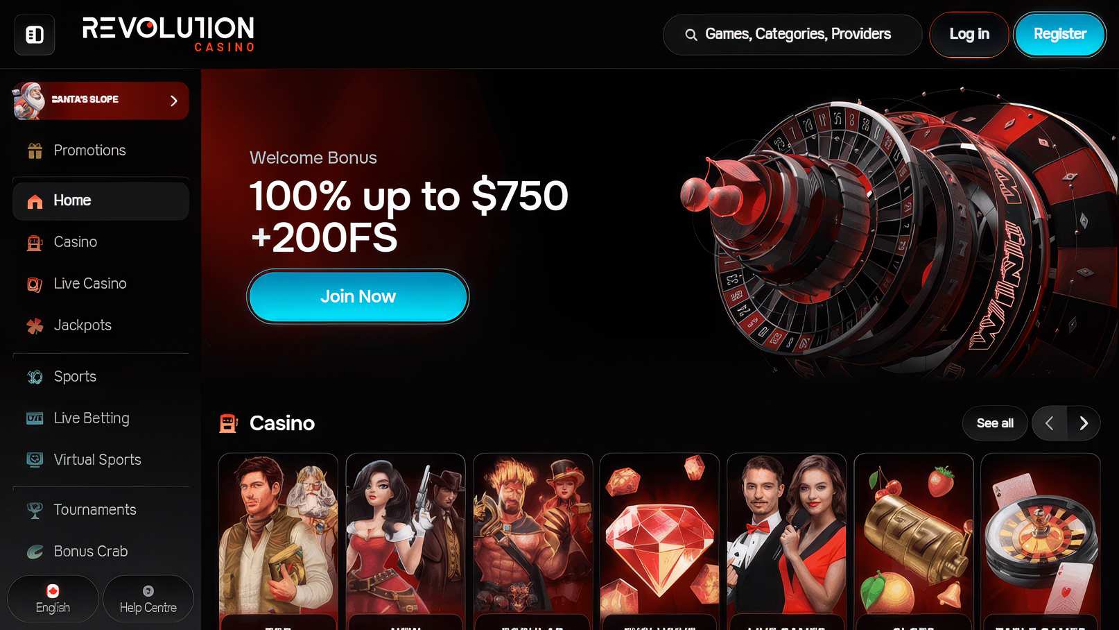 Revolution Casino Desktop