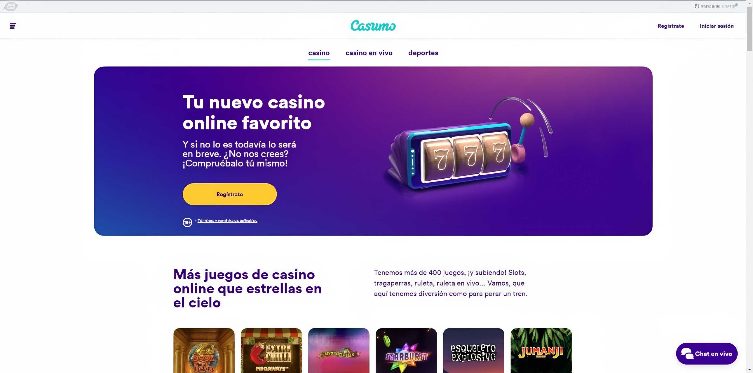 Portada de casino de Casumo