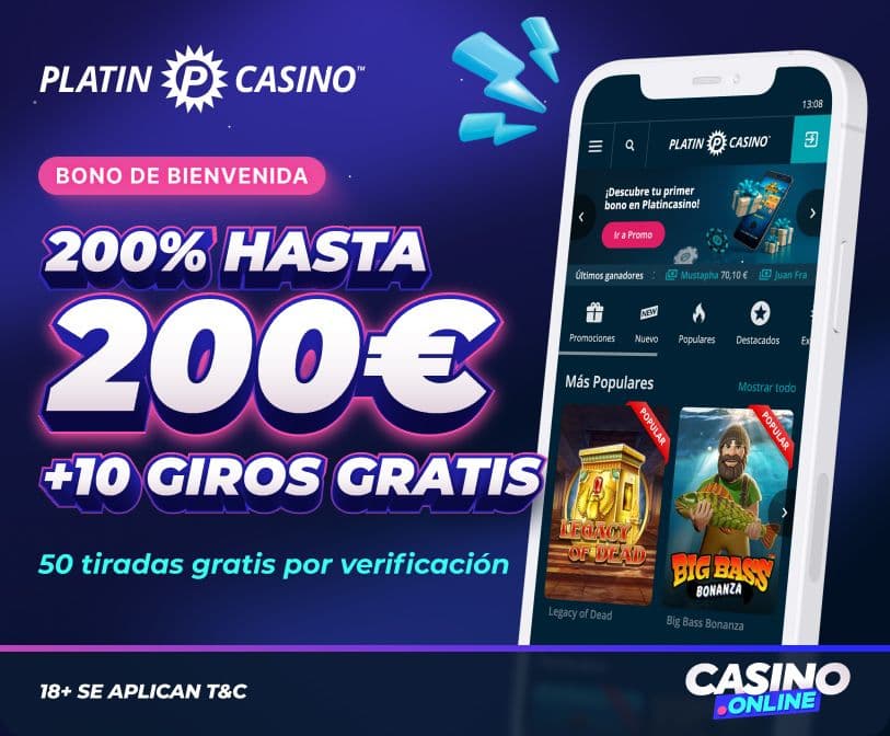 Bono de Bienvenida de Platin Casino en España.