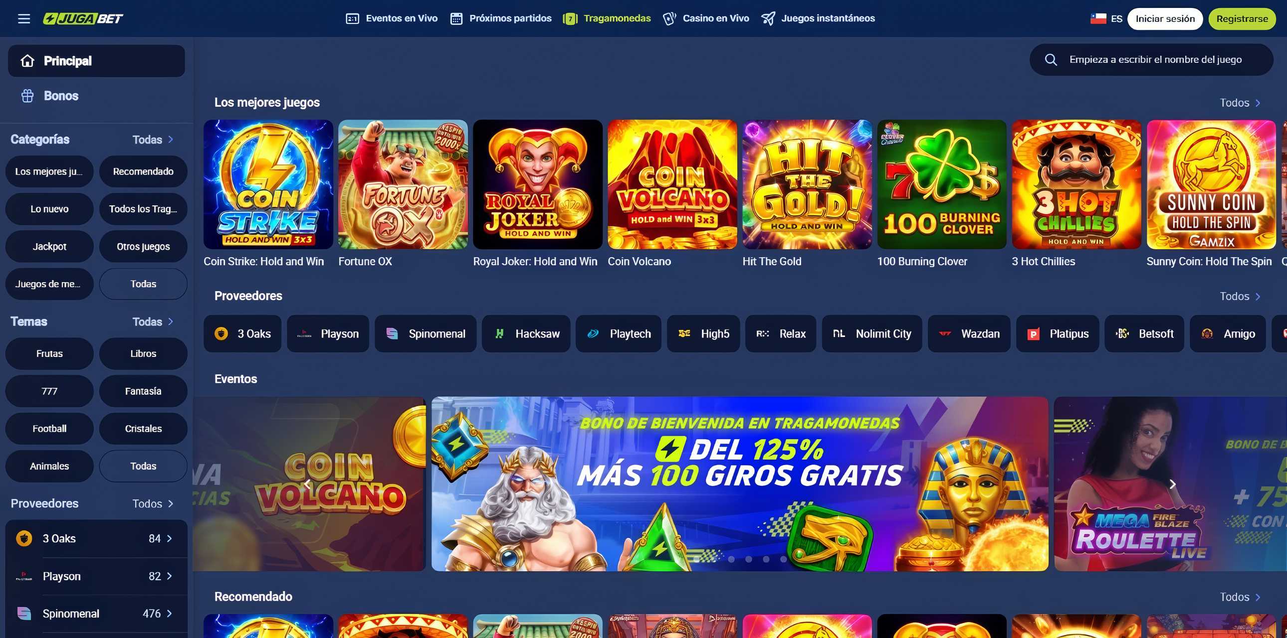 Apartado de tragamonedas de JugaBet