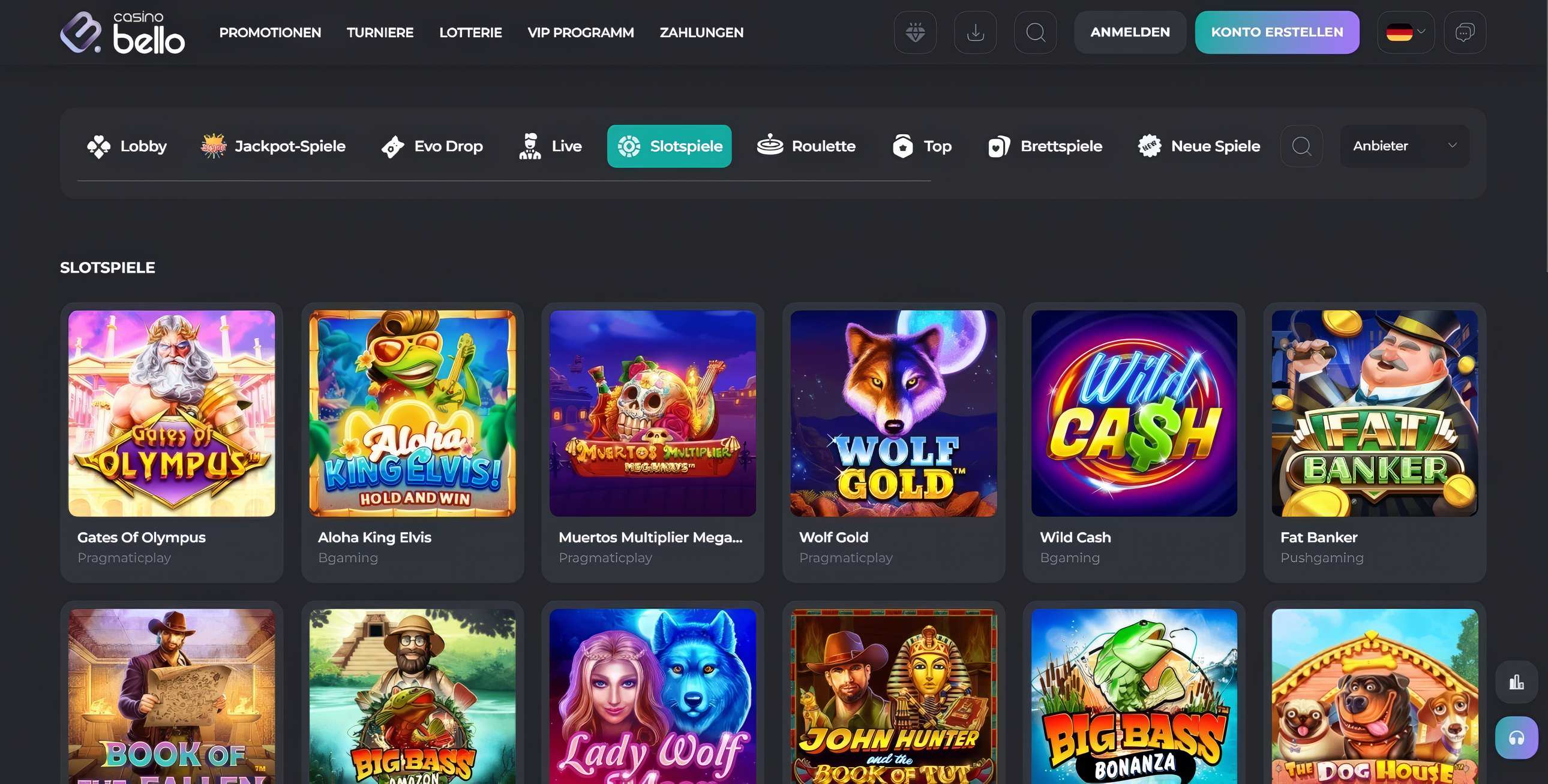 Casinobello Slots Desktop