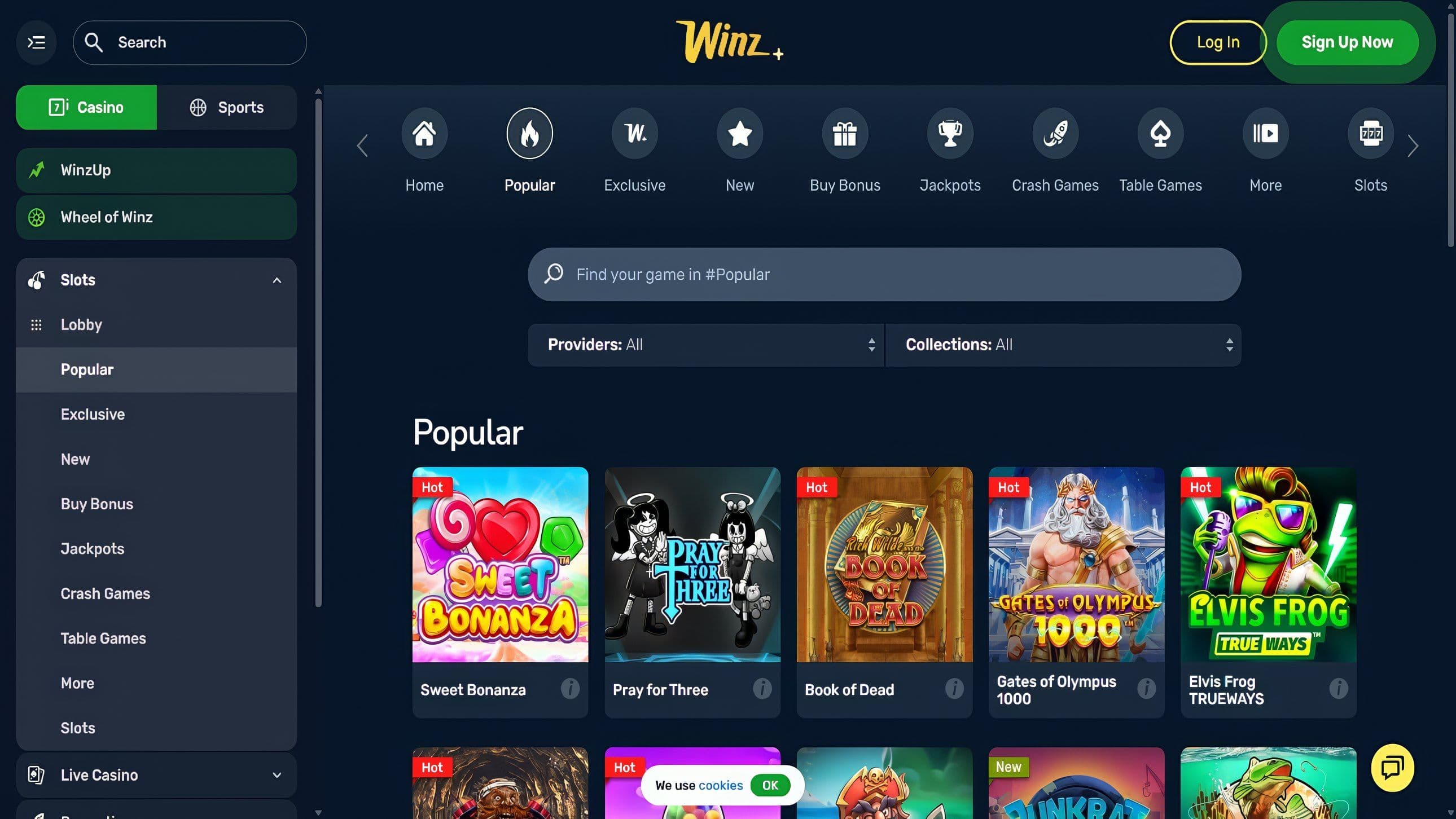 Winz Casino Brasil desktop slots