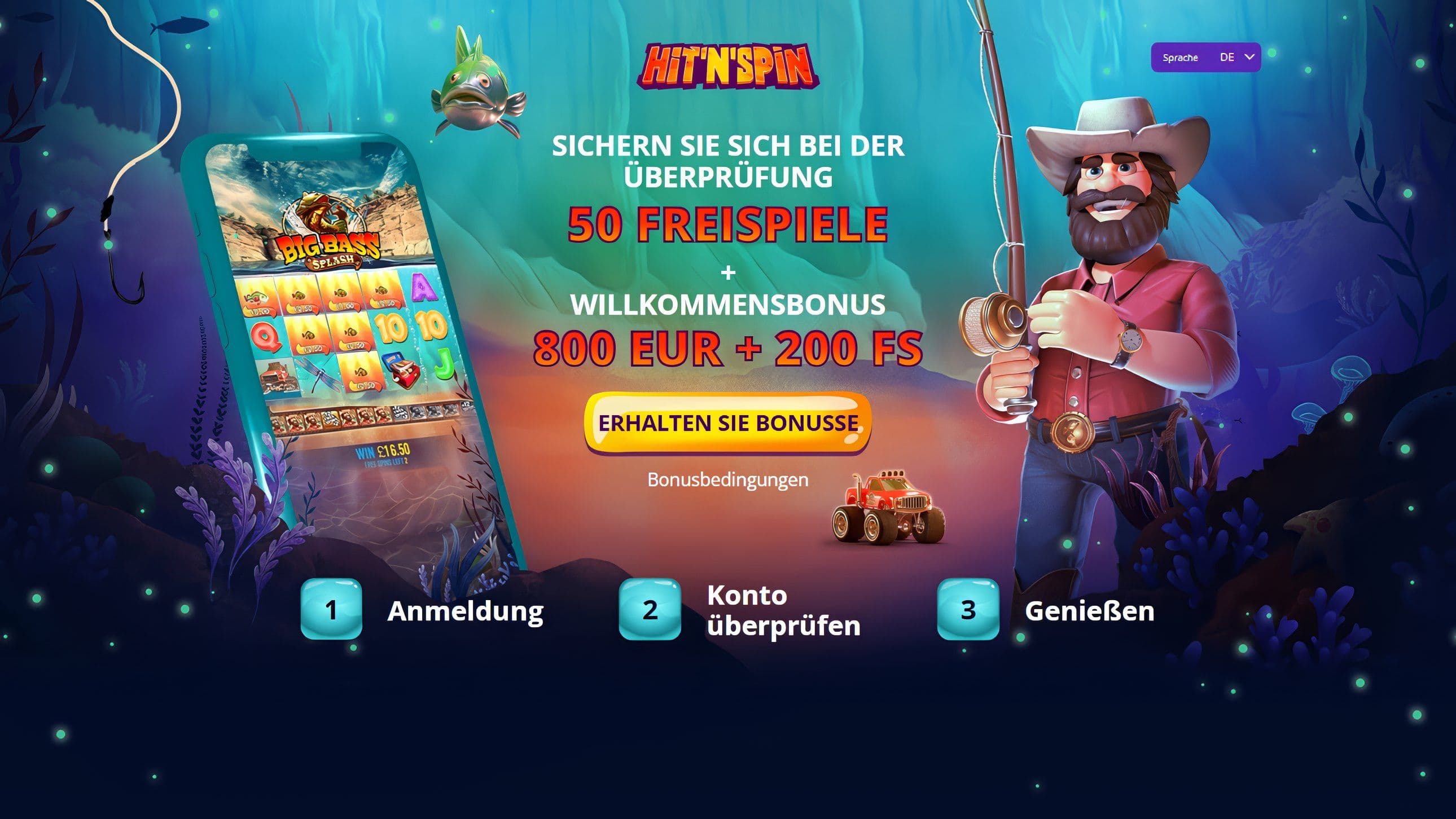 HitNSpin Casino 50 Freispiele ohne Einzahlung Desktop