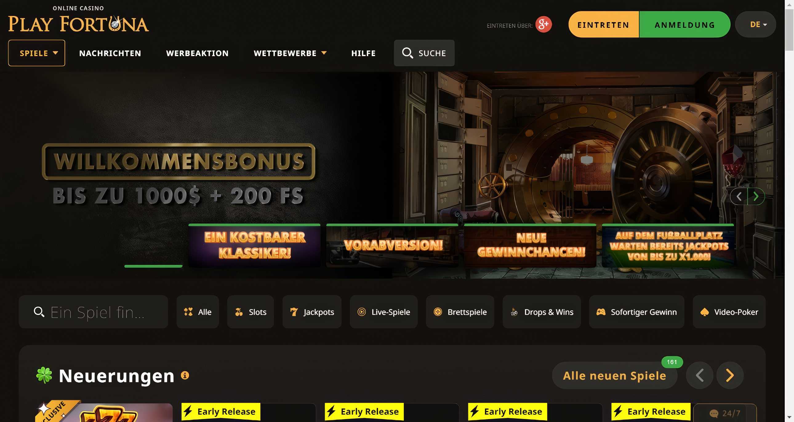 PlayFortuna desktop screenshot 1