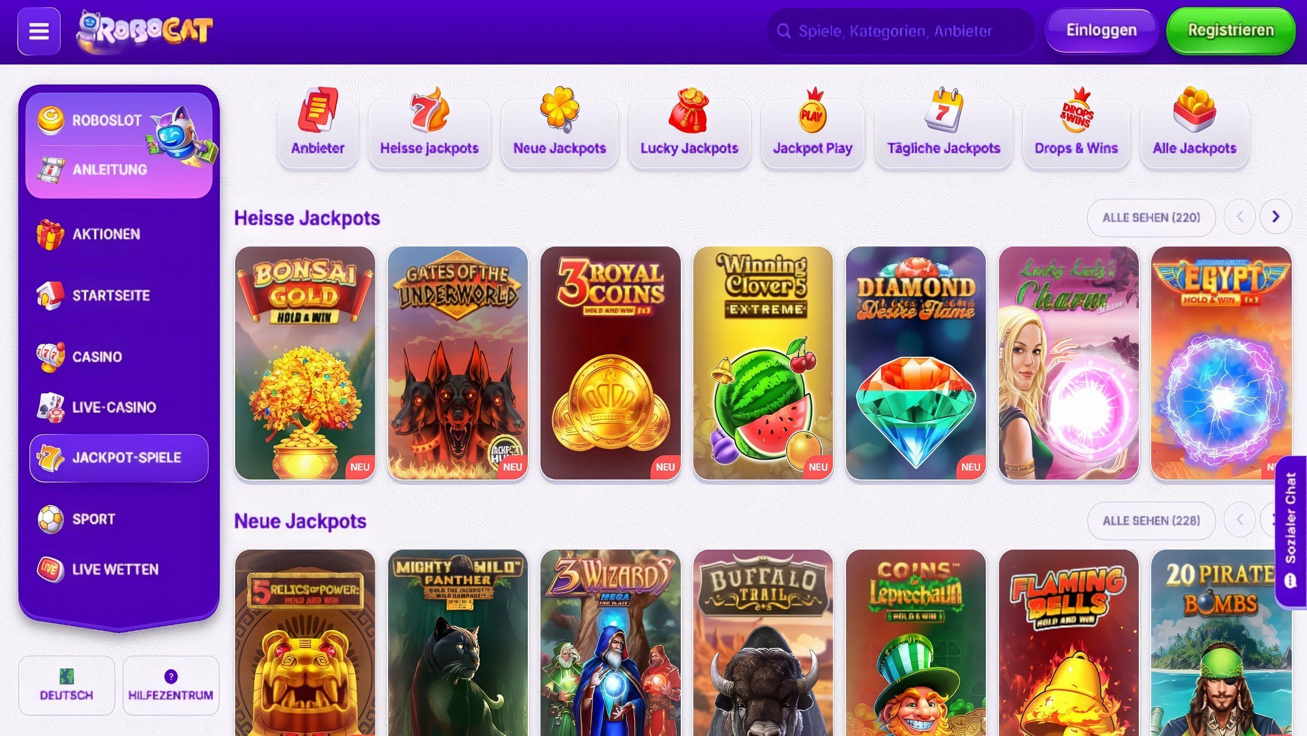 RoboCat Casino desktop screenshot 2