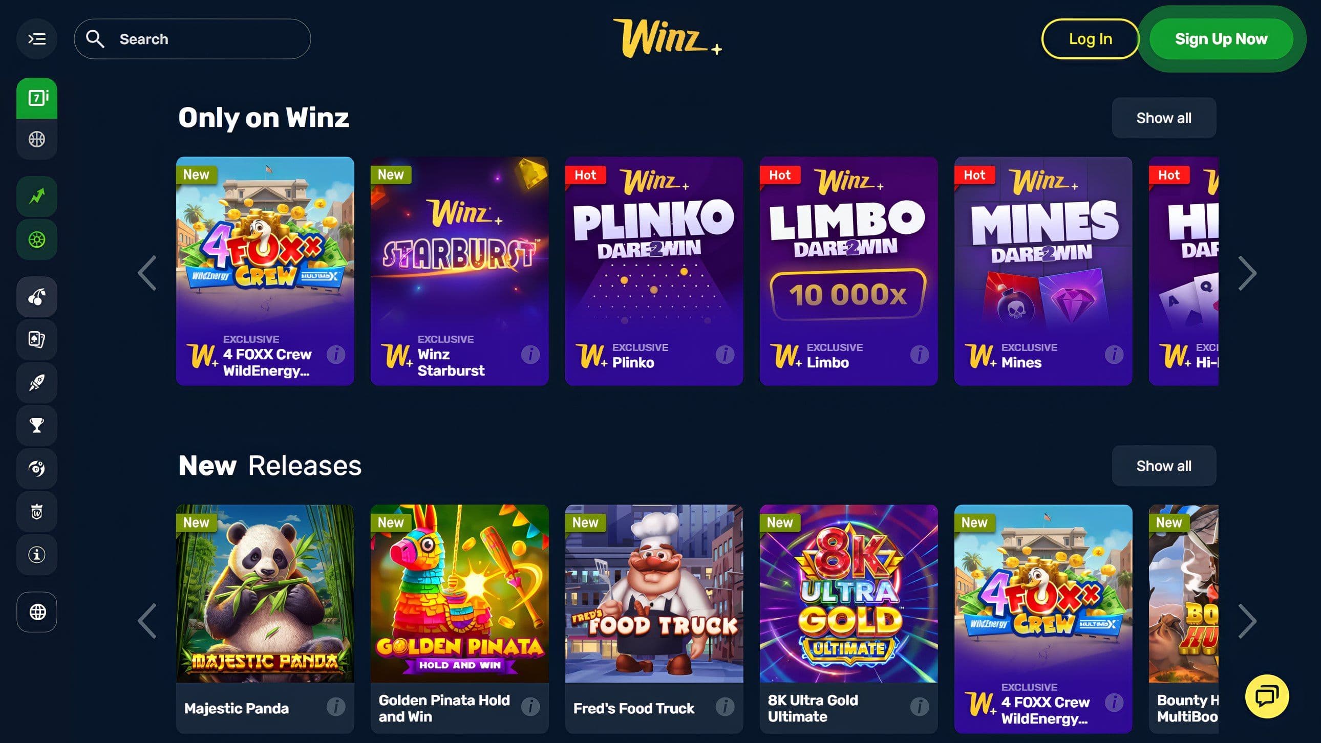 Winz.io Slots Desktop