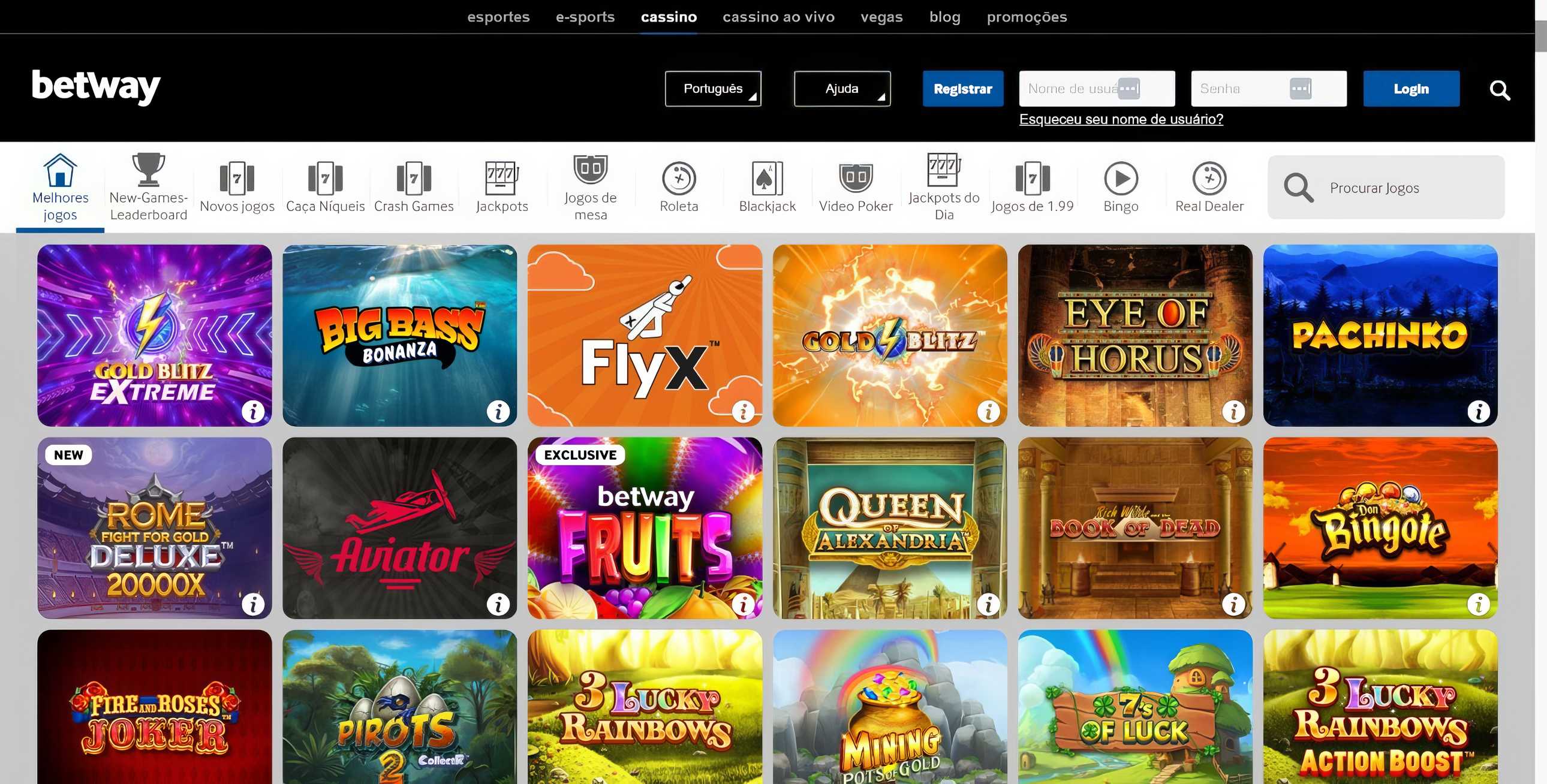 Betway desktop home