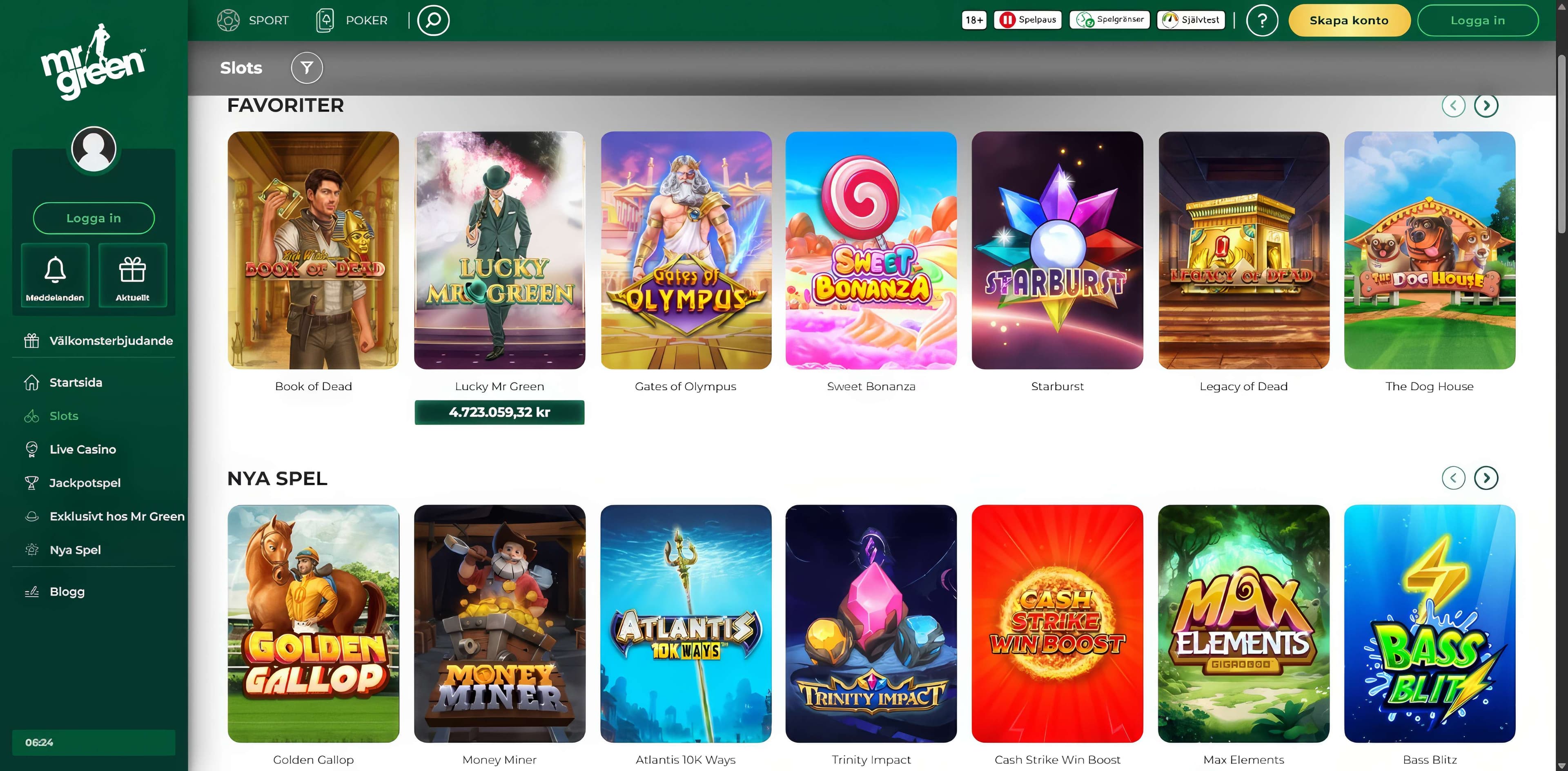 mr green casino slots
