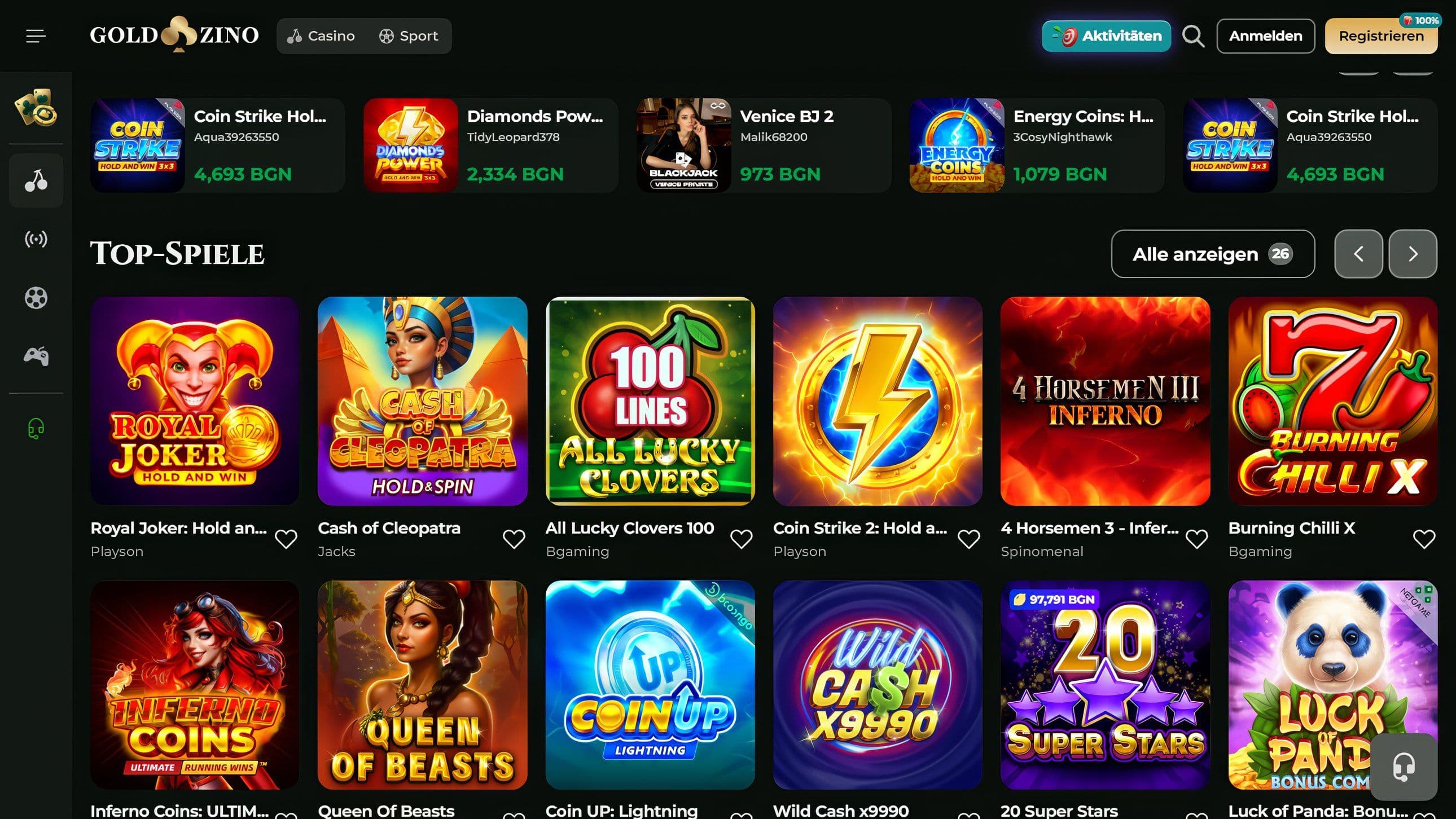 Goldzino Casino Slots Desktop