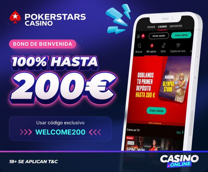 Bono de bienvenida de PokerStars Casino en España.
