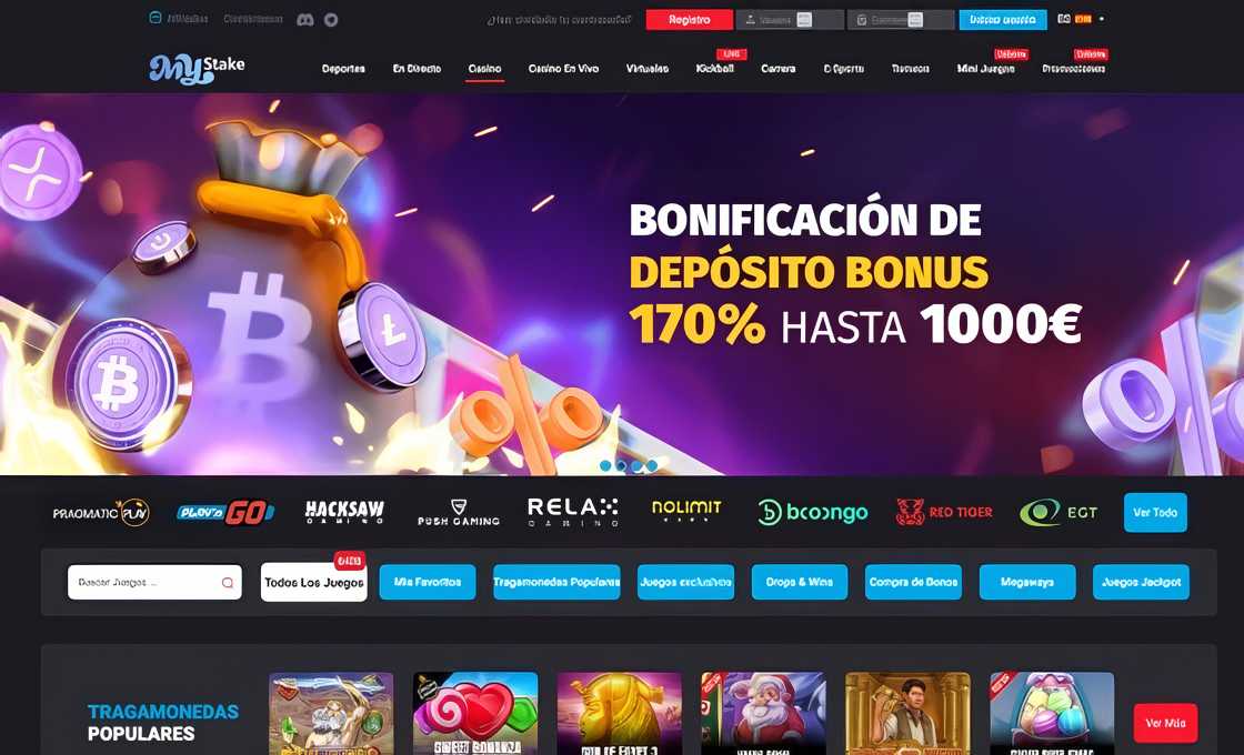 Página de inicio del casino de MyStake