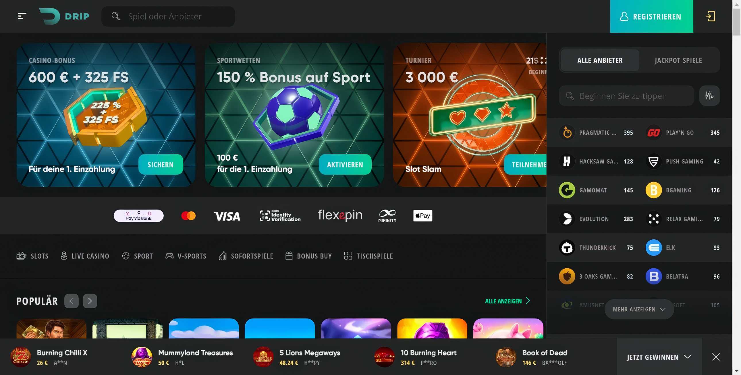 Drip Casino desktop screenshot 1