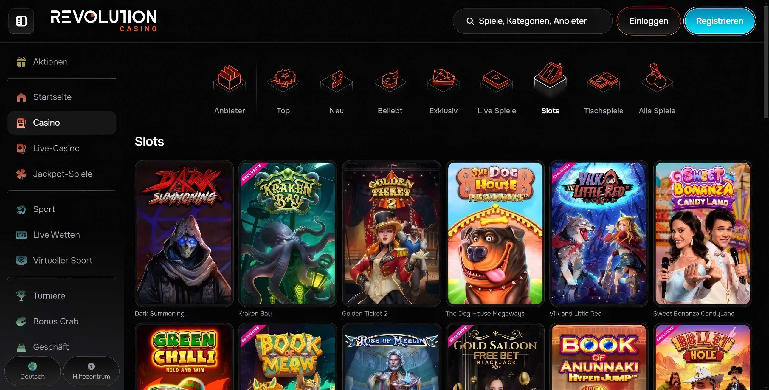 Revolution Casino desktop screenshot 2