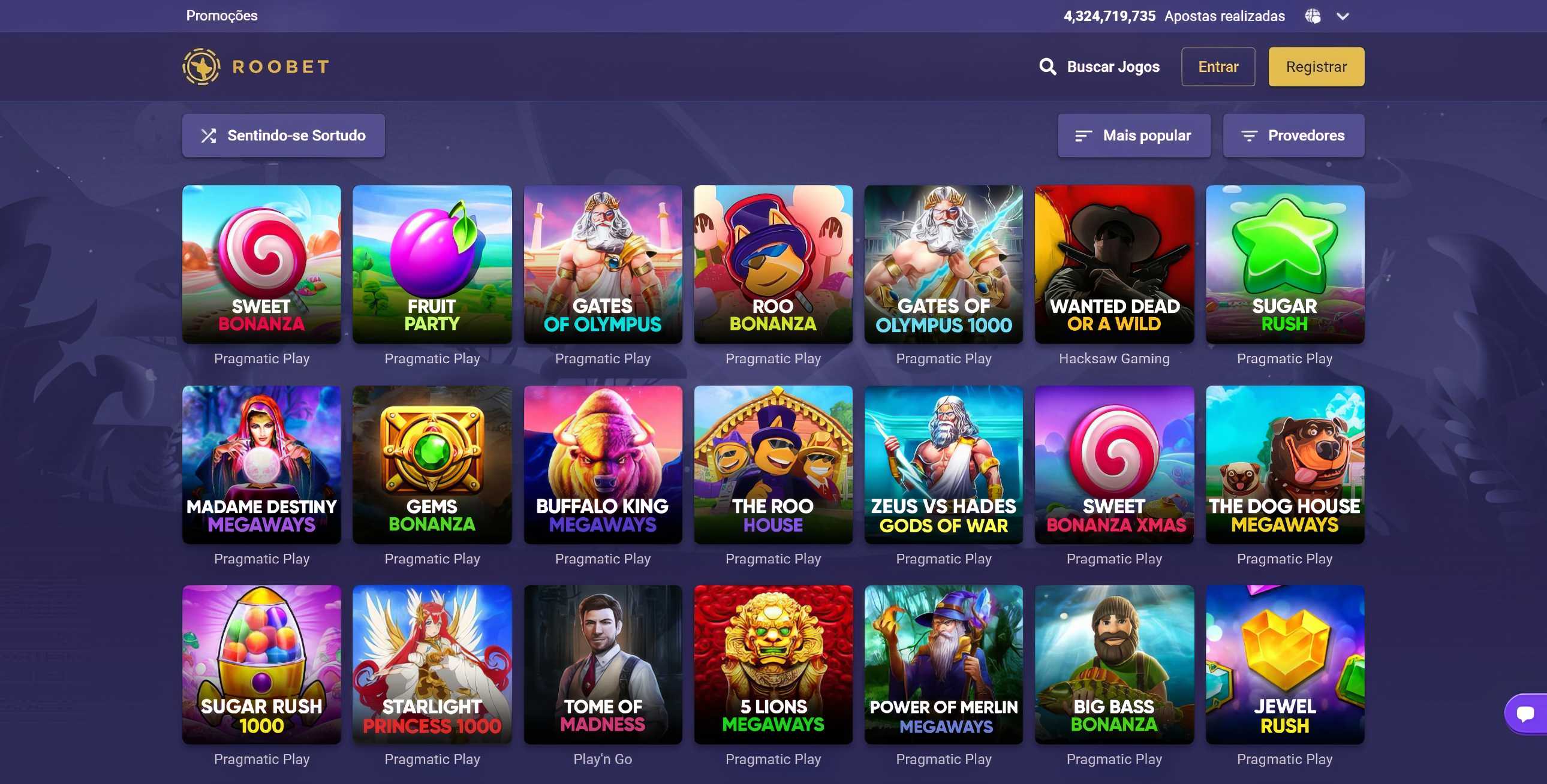 Roobet desktop slots