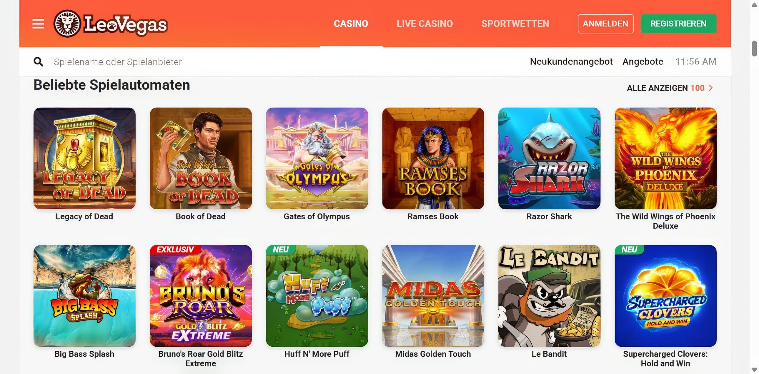 LeoVegas desktop screenshot 2