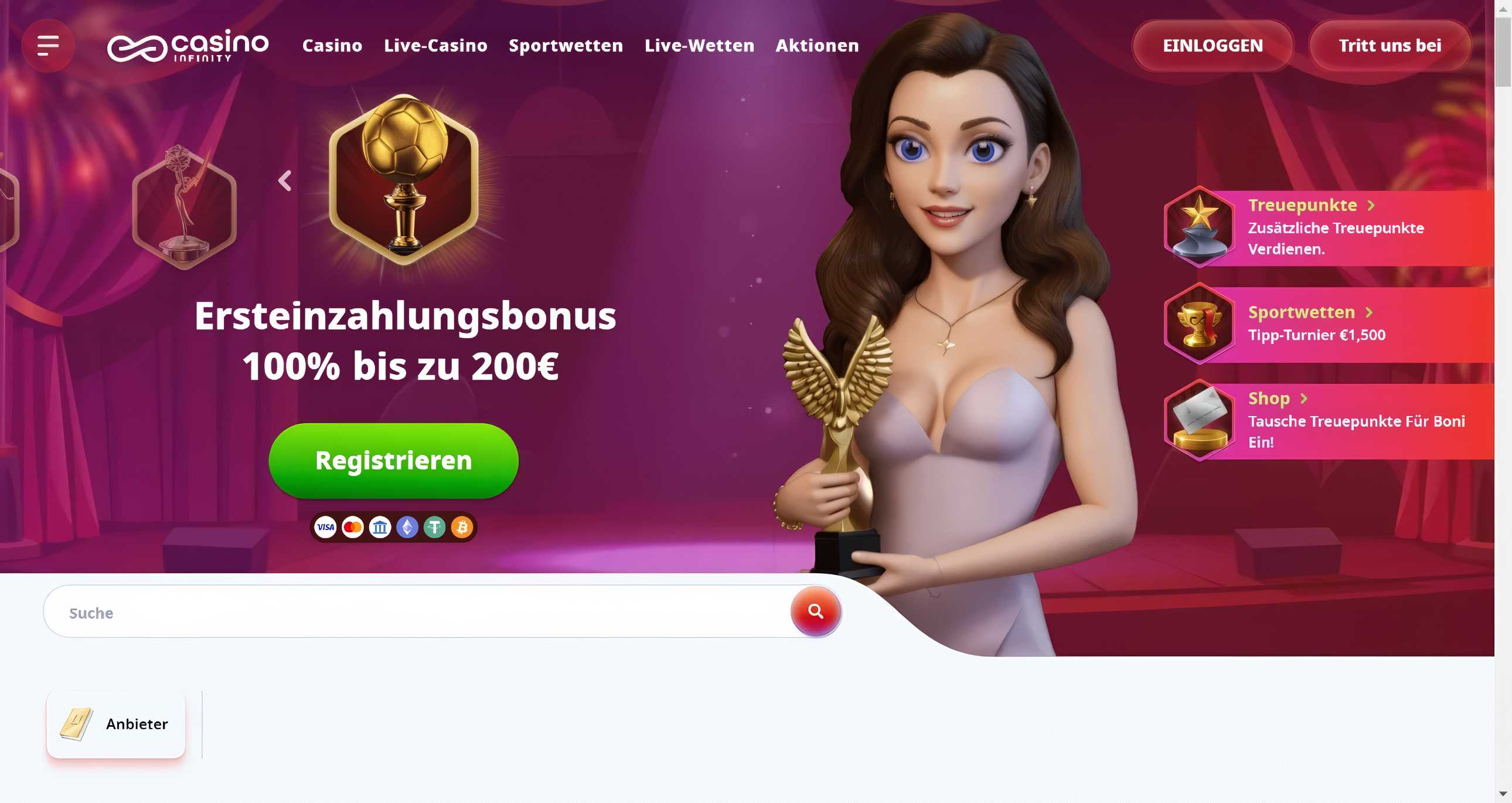 Casino Infinity desktop screenshot 1