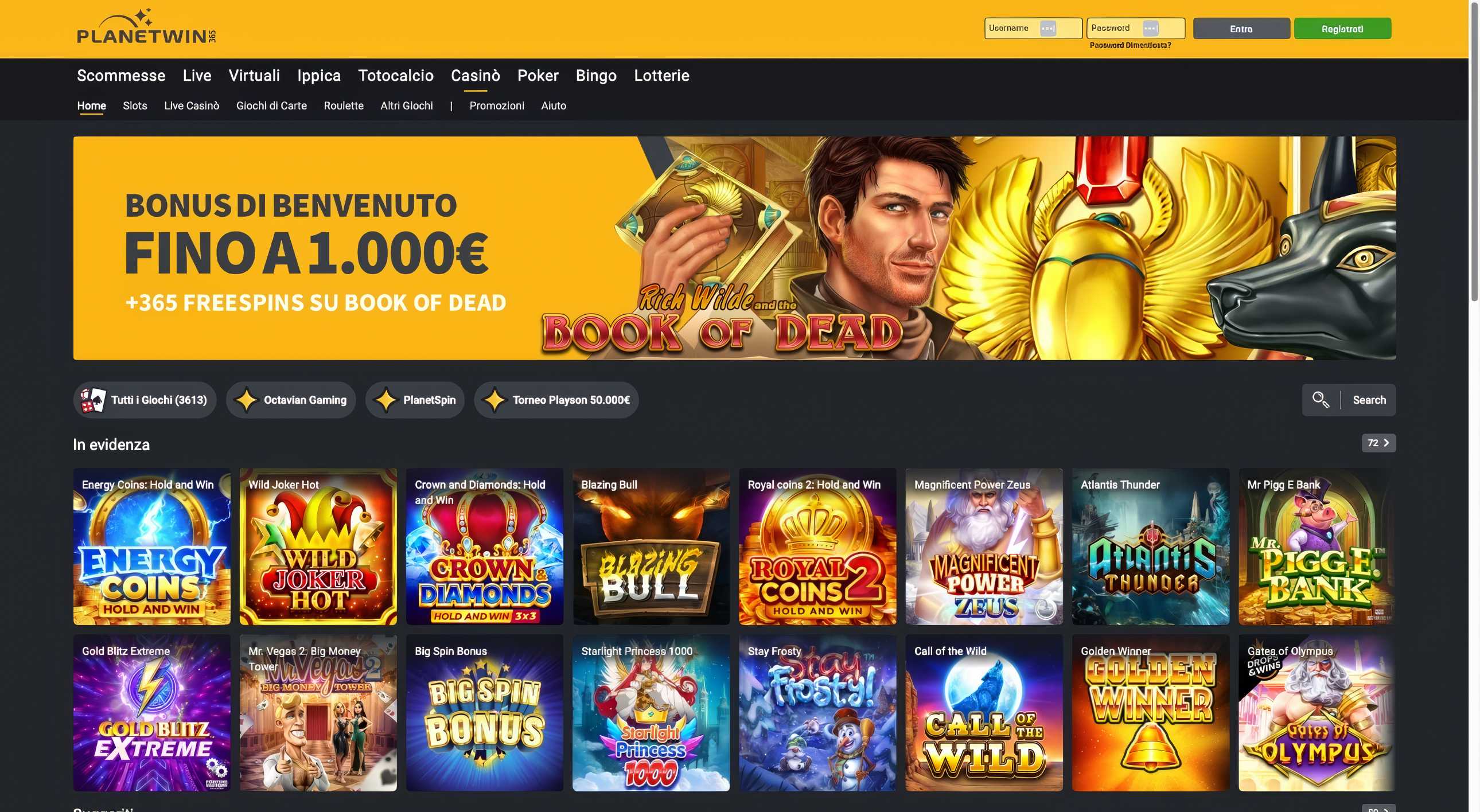 Planetwin365 desktop screenshot 1