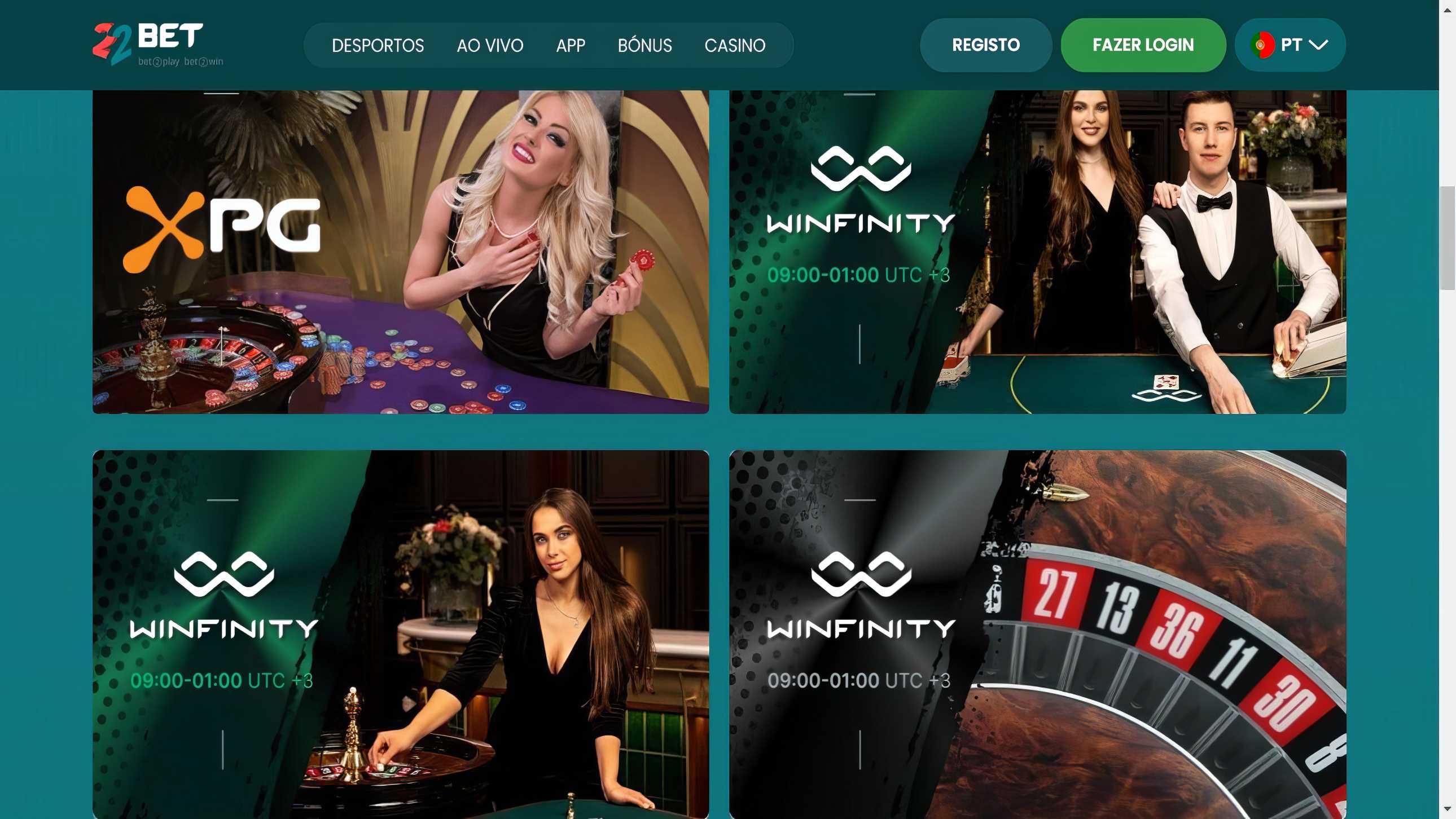 22bet Desktop PT