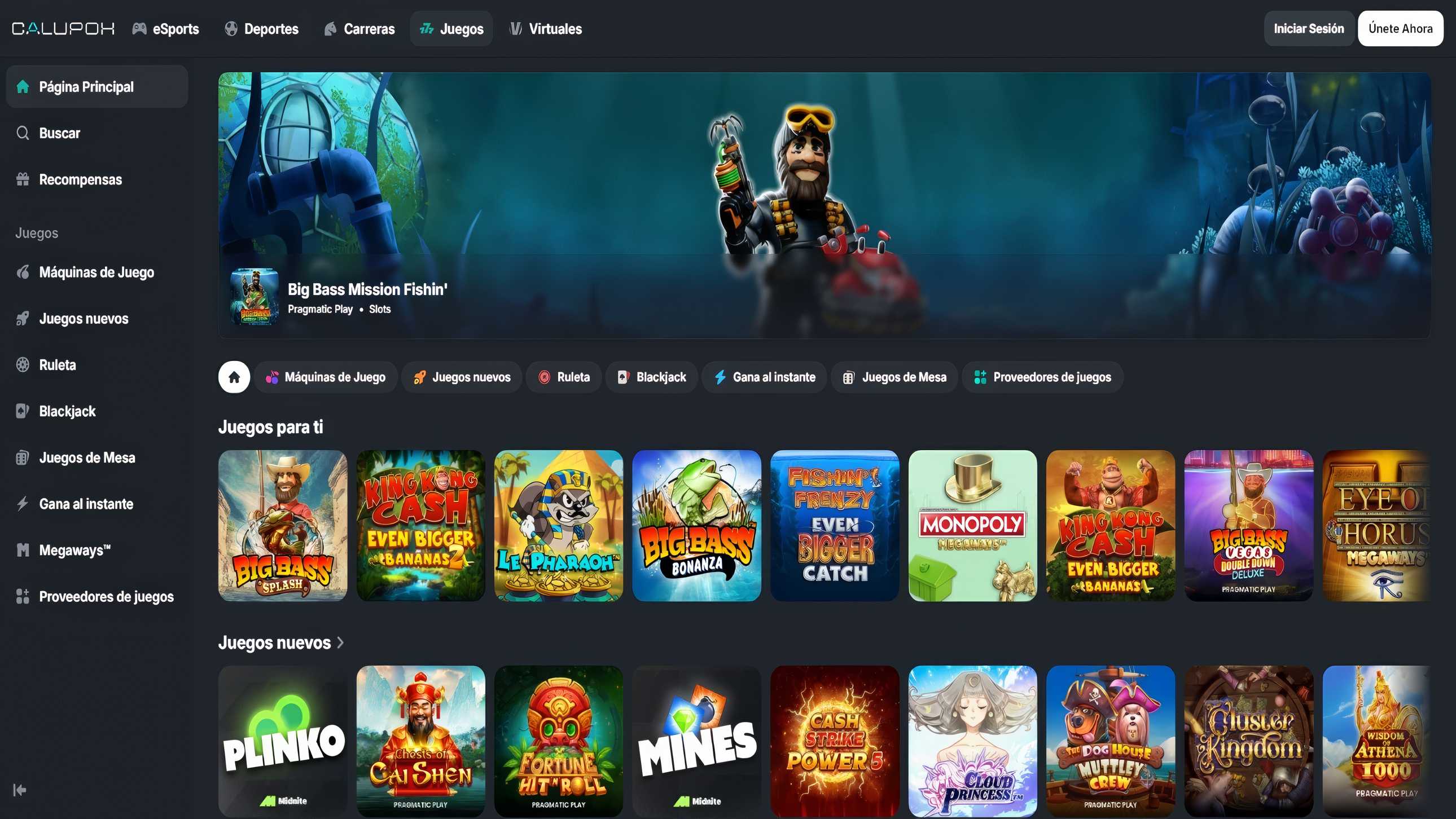 Catálogo de slots de Calupoh casino.