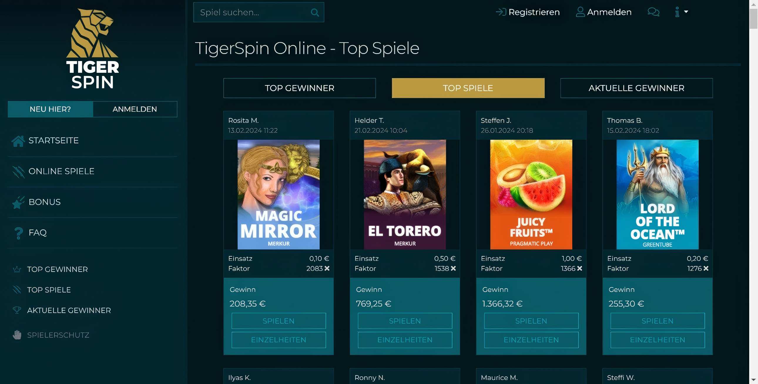 TigerSpin Slots Desktop