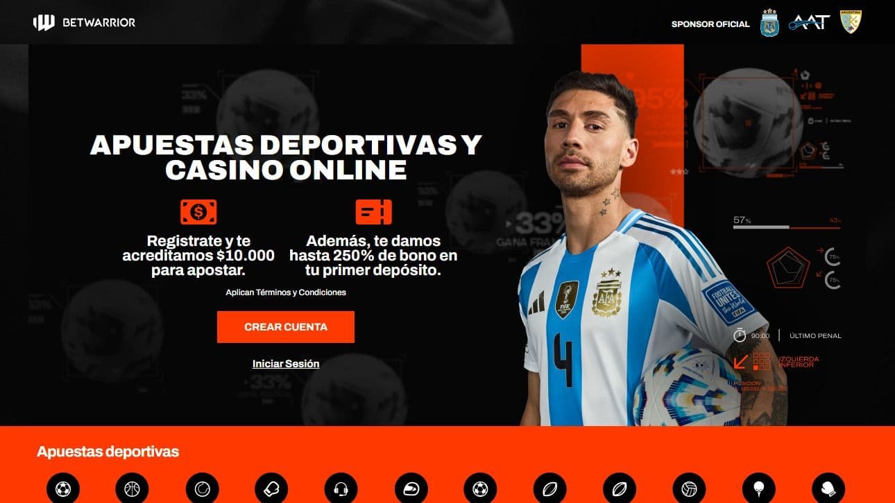 Página de inicio de Betwarrior