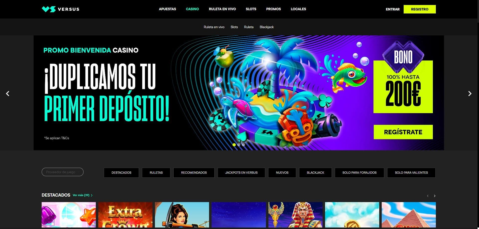 Página de Casino de Versus.