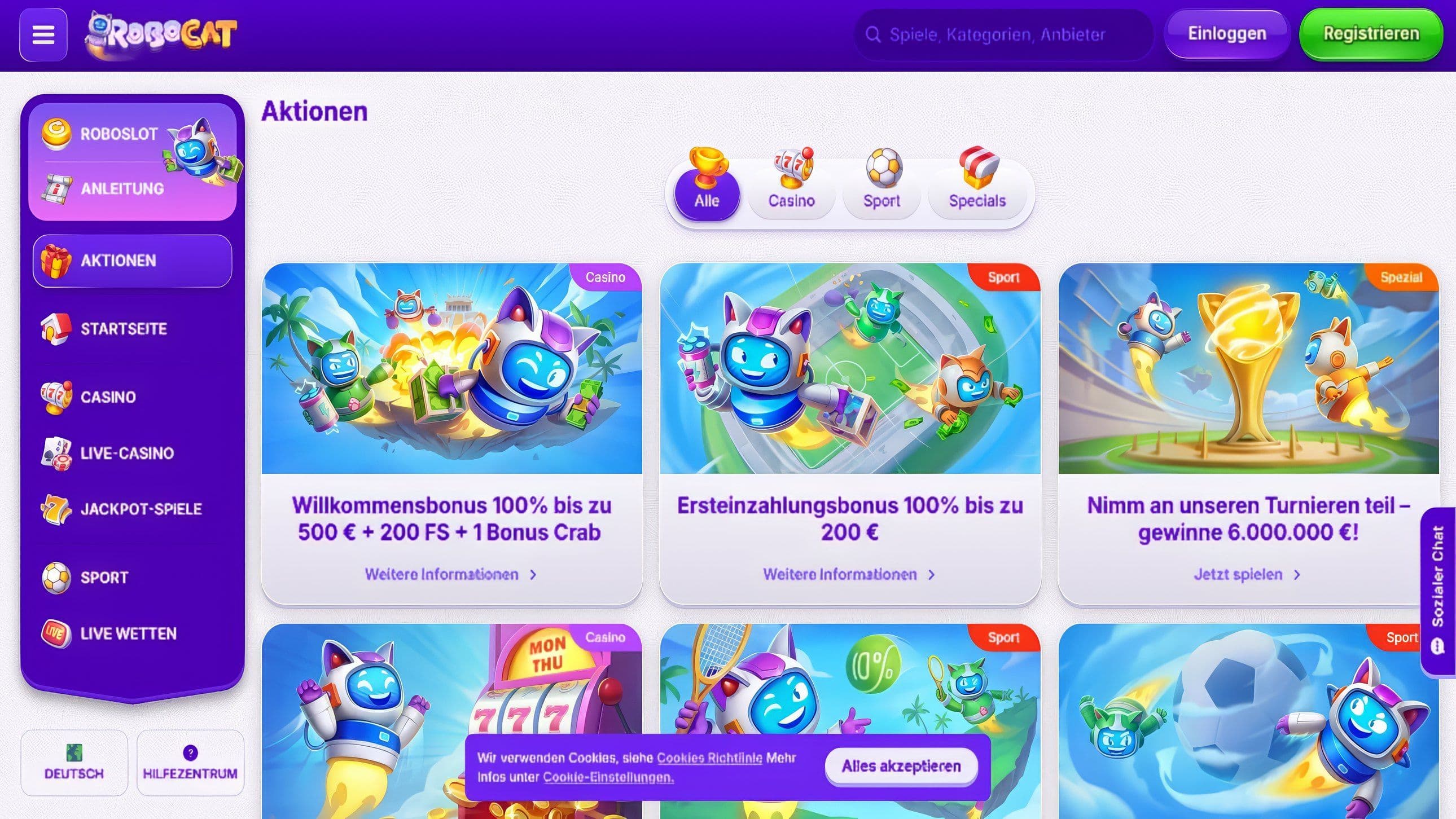 RoboCat Casino desktop screenshot 1