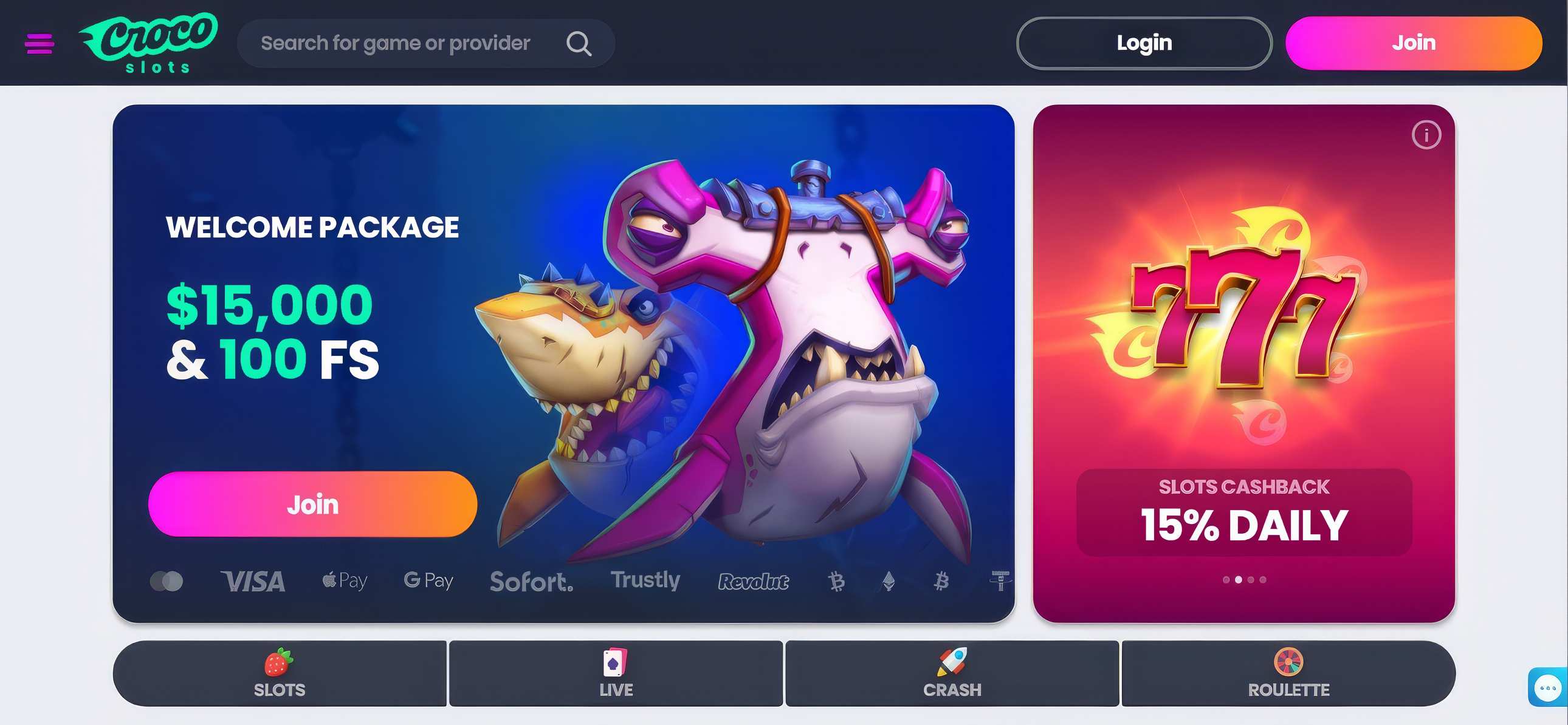 Crocoslots desktop screenshot 1