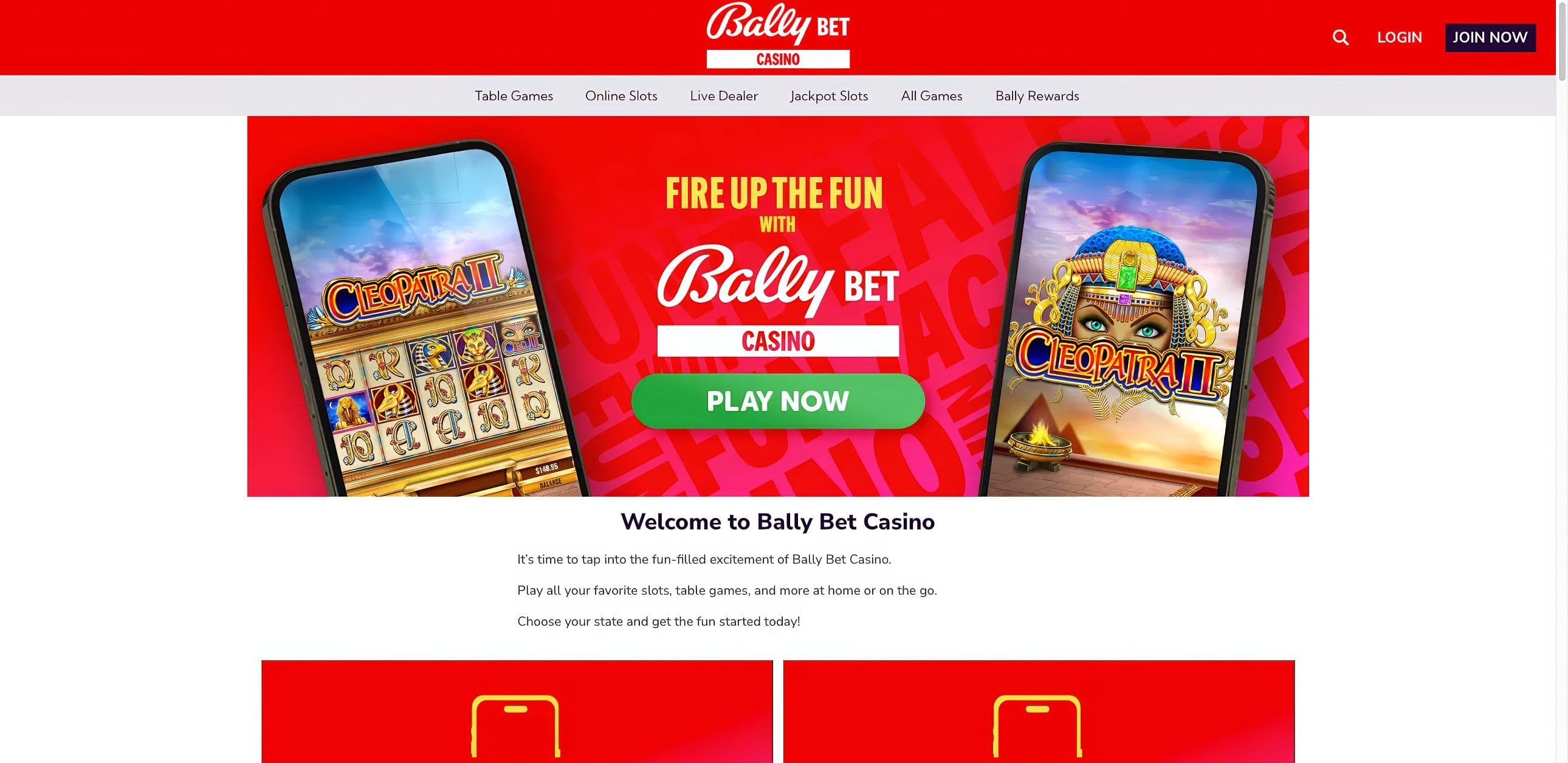 Bally Bet Homepage