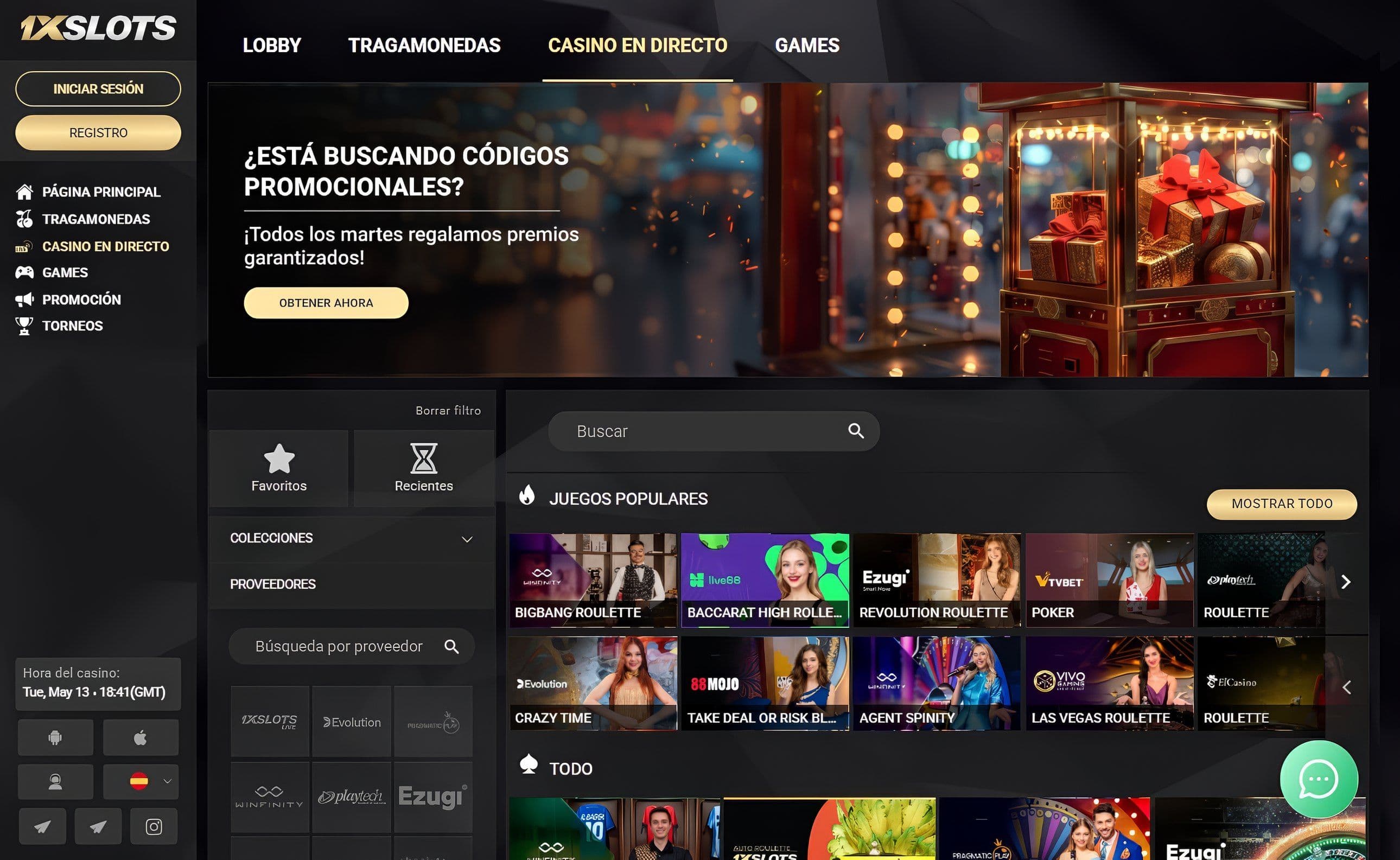 Casino en vivo de 1xSlots