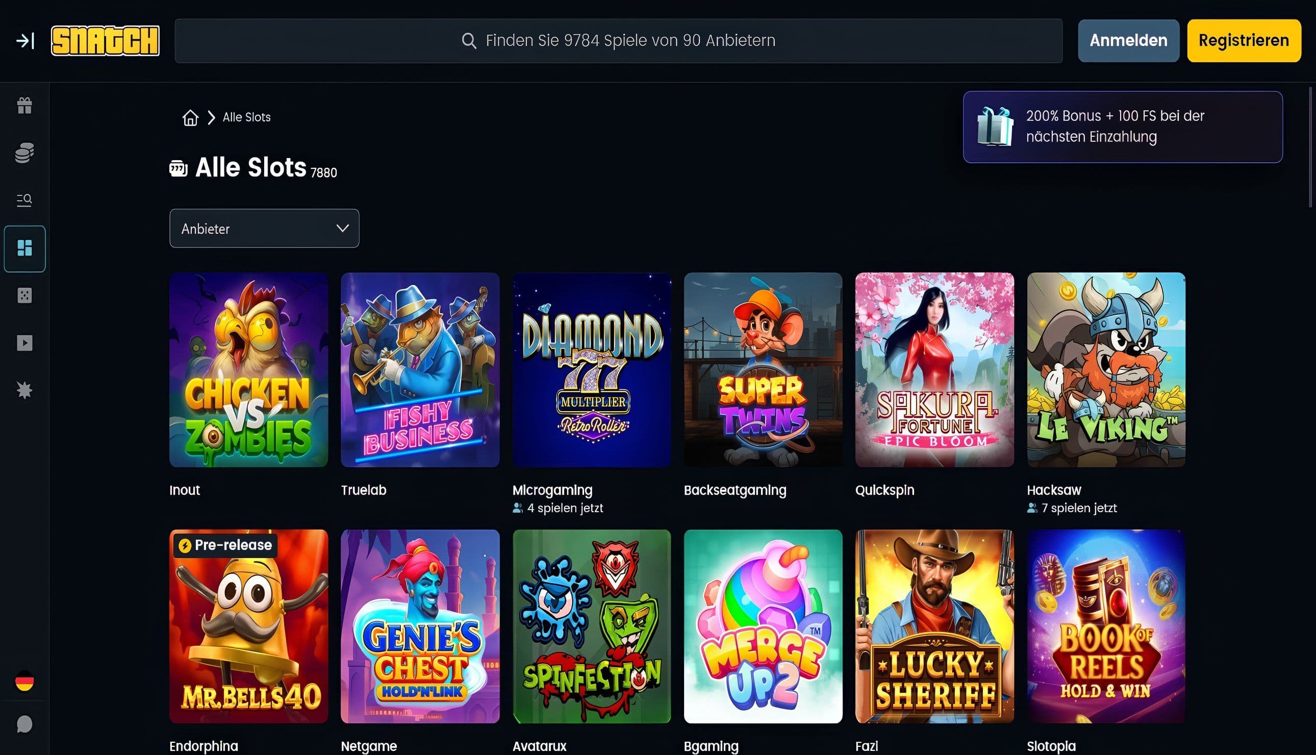 Snatch Casino Slots Desktop