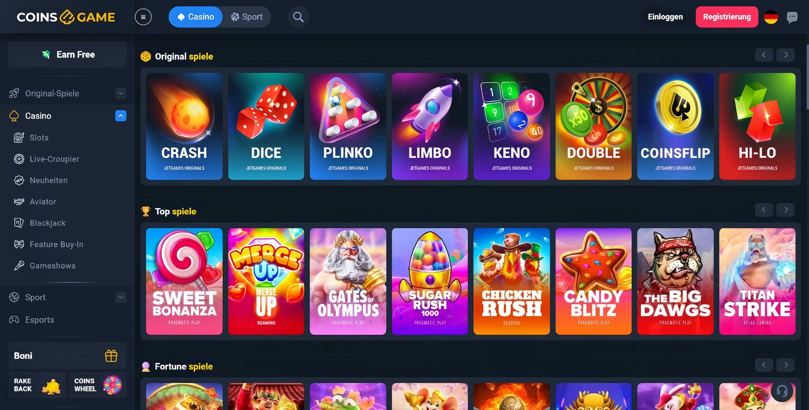 Coins.game desktop screenshot 2