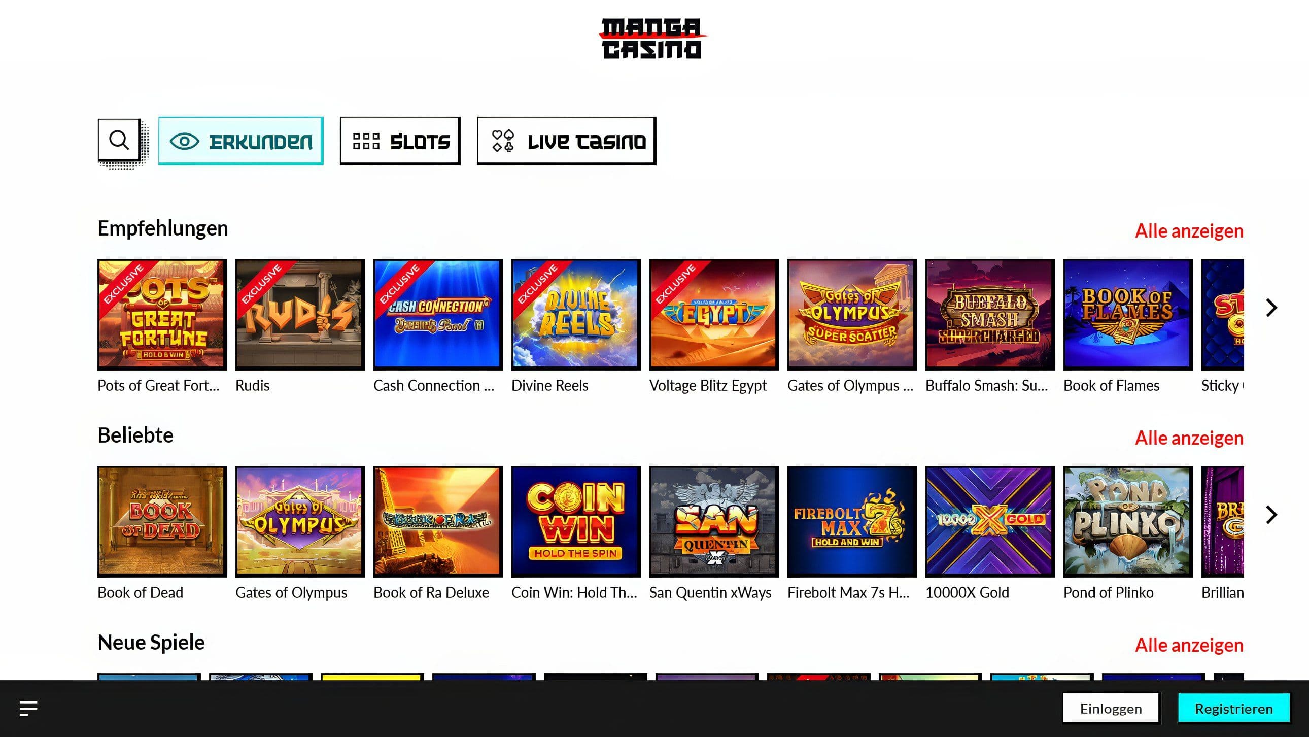 Manga Casino Slots Desktop