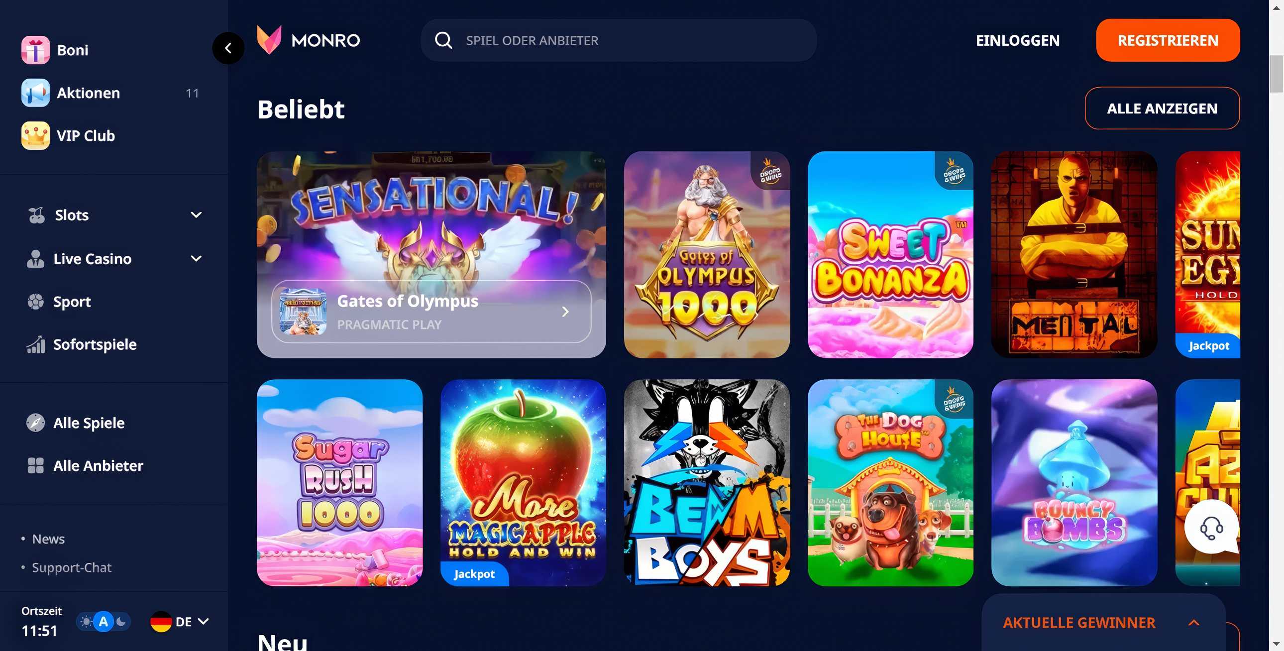 Monro Casino desktop screenshot 2