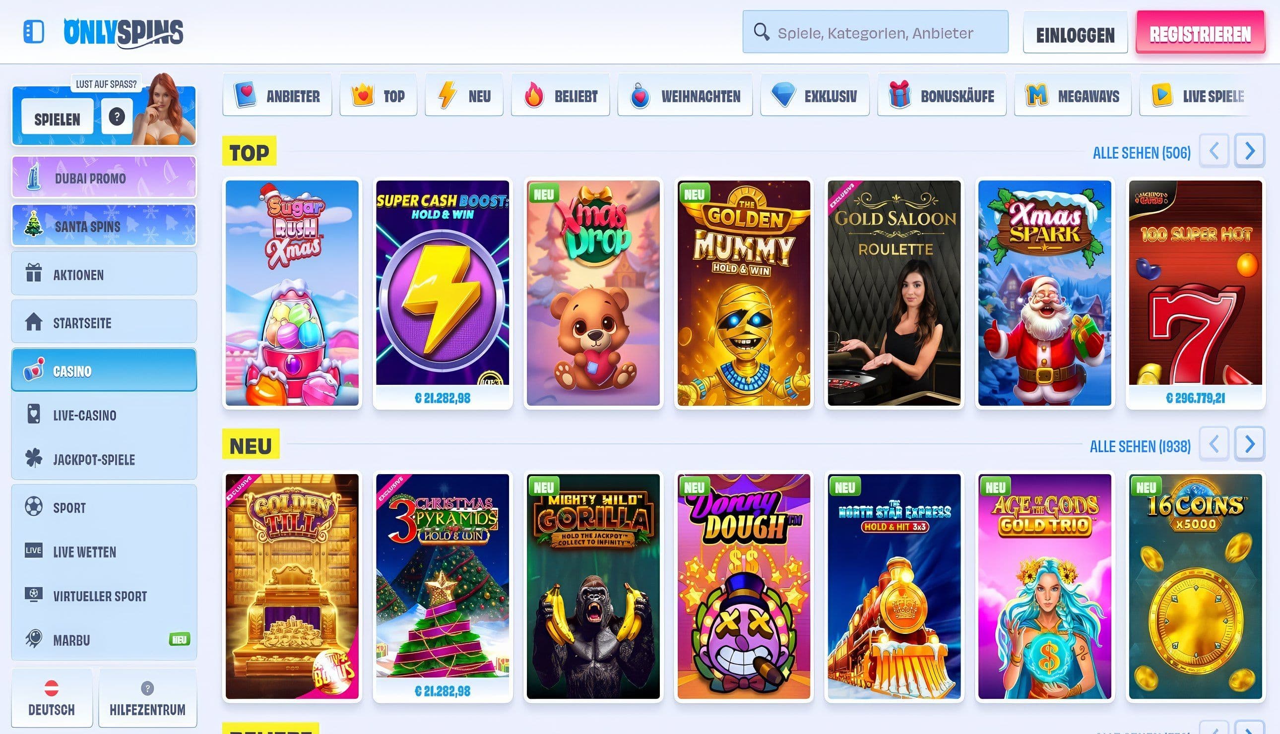 OnlySpins Slots Desktop