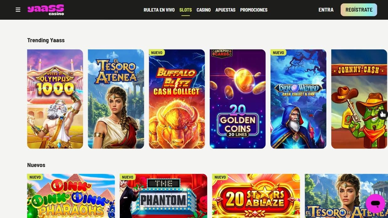 Tragaperras en Yaass Casino.
