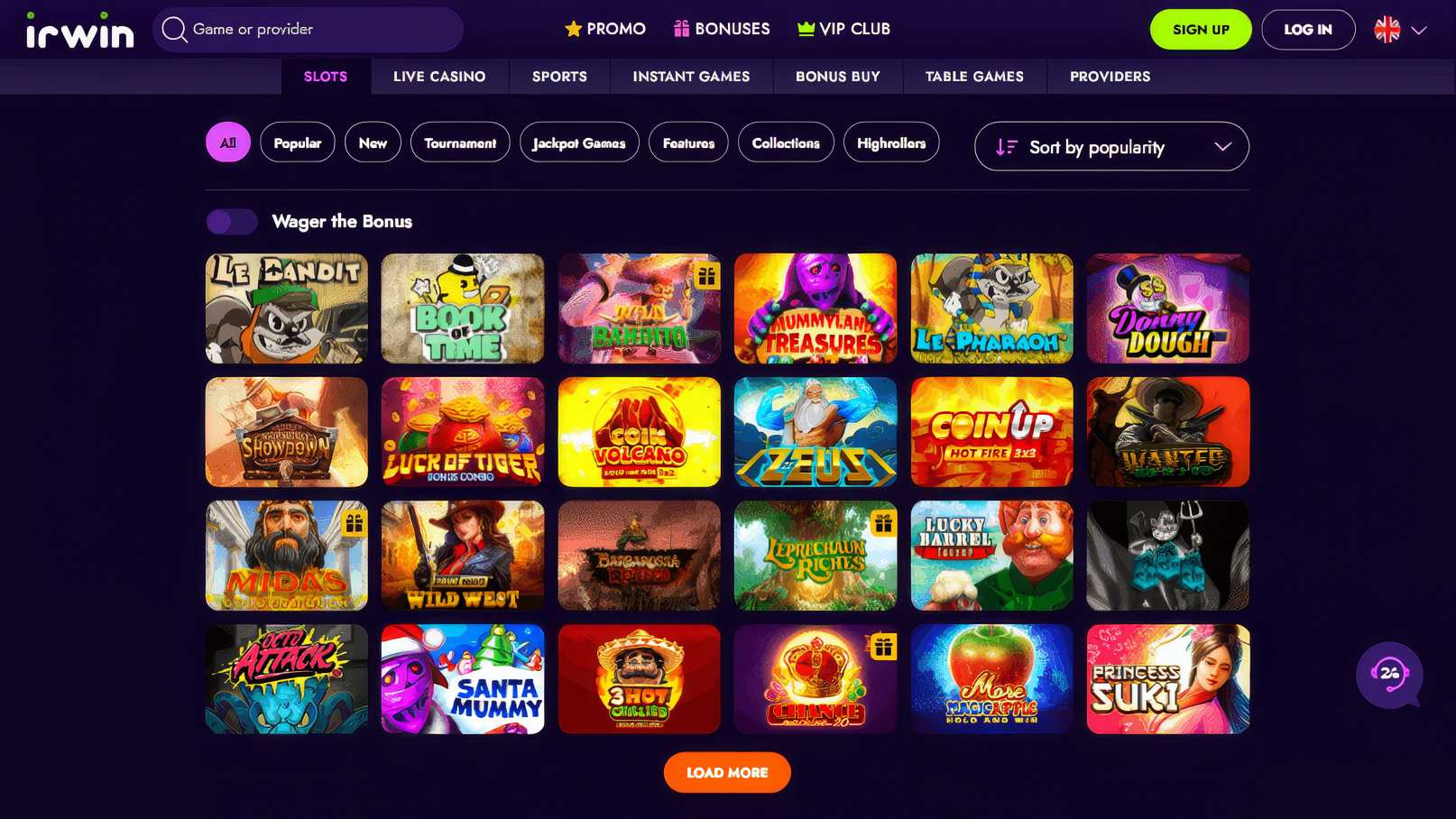 Irwin Casino Slots Desktop
