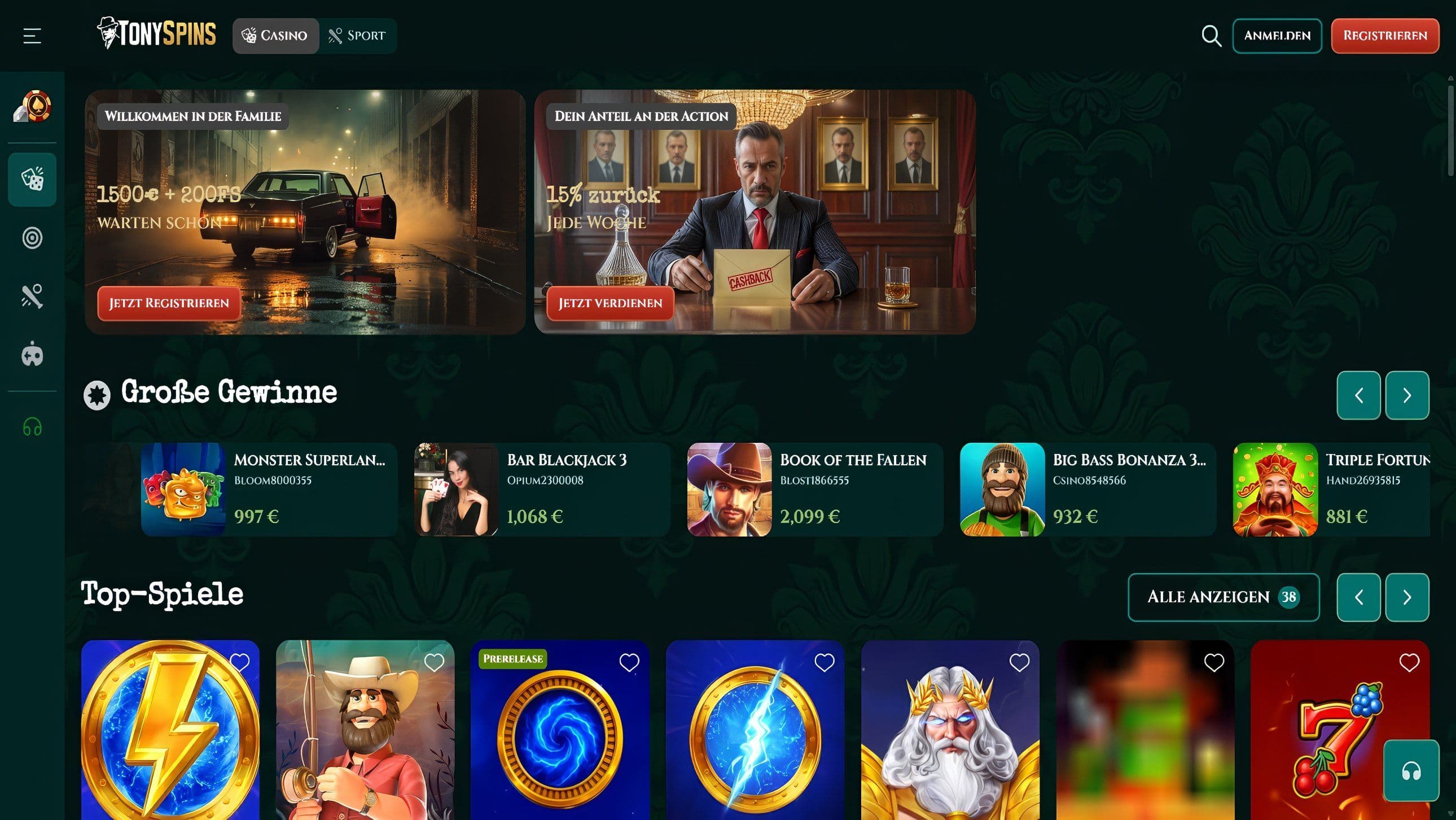 Tonyspins desktop screenshot 1