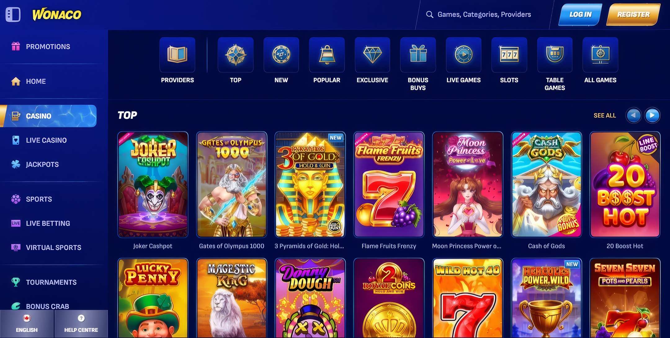 Wonaco Casino Games