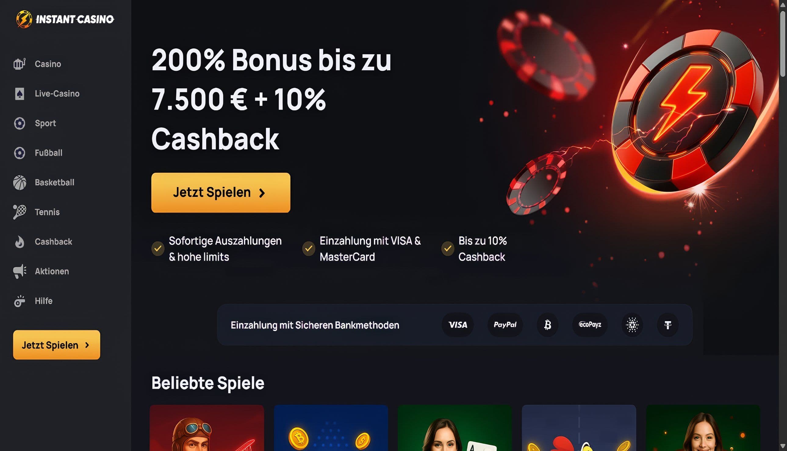 Instant Casino Home Desktop